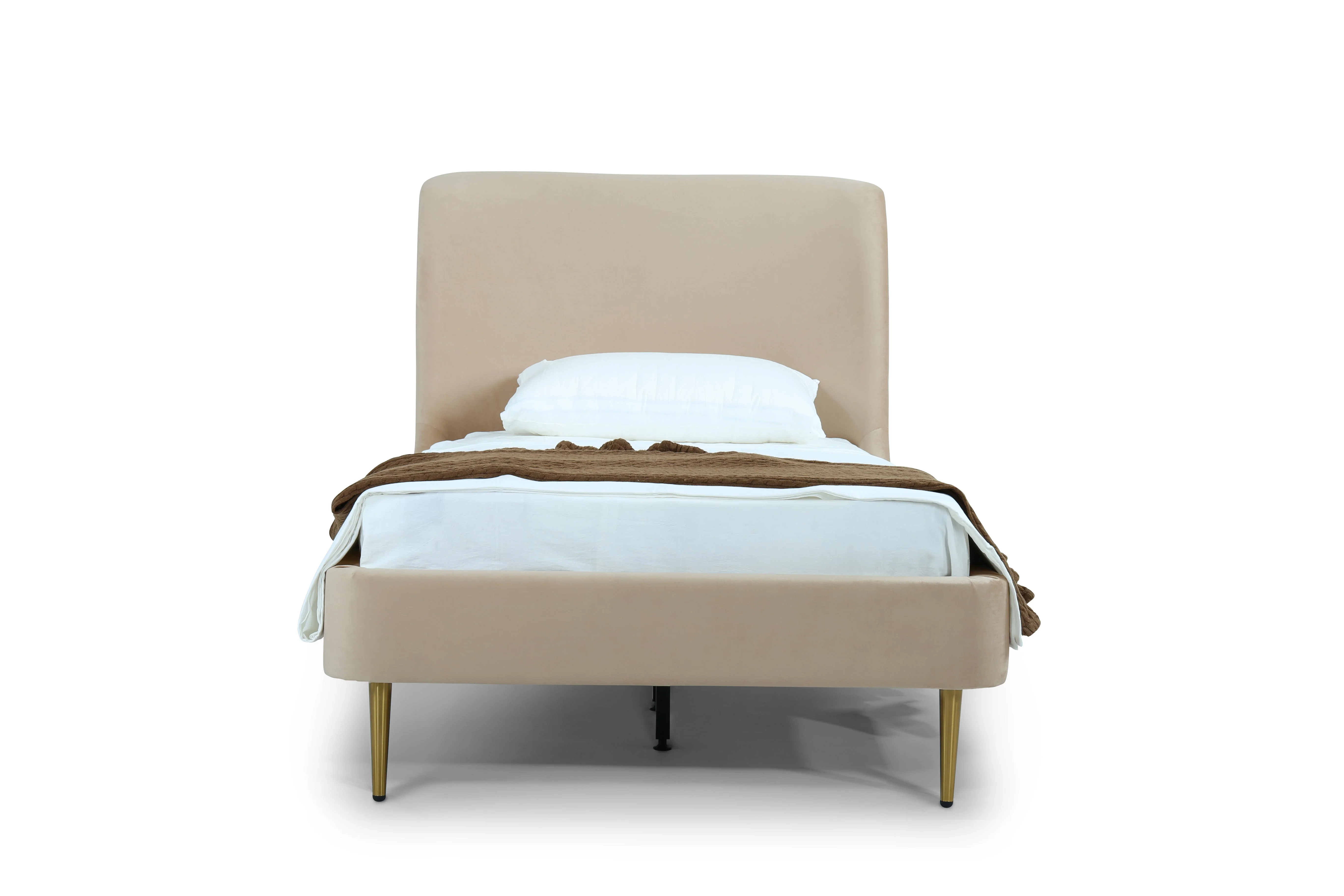Heather Twin Bed in Taupe with Gold Legs - Image 4