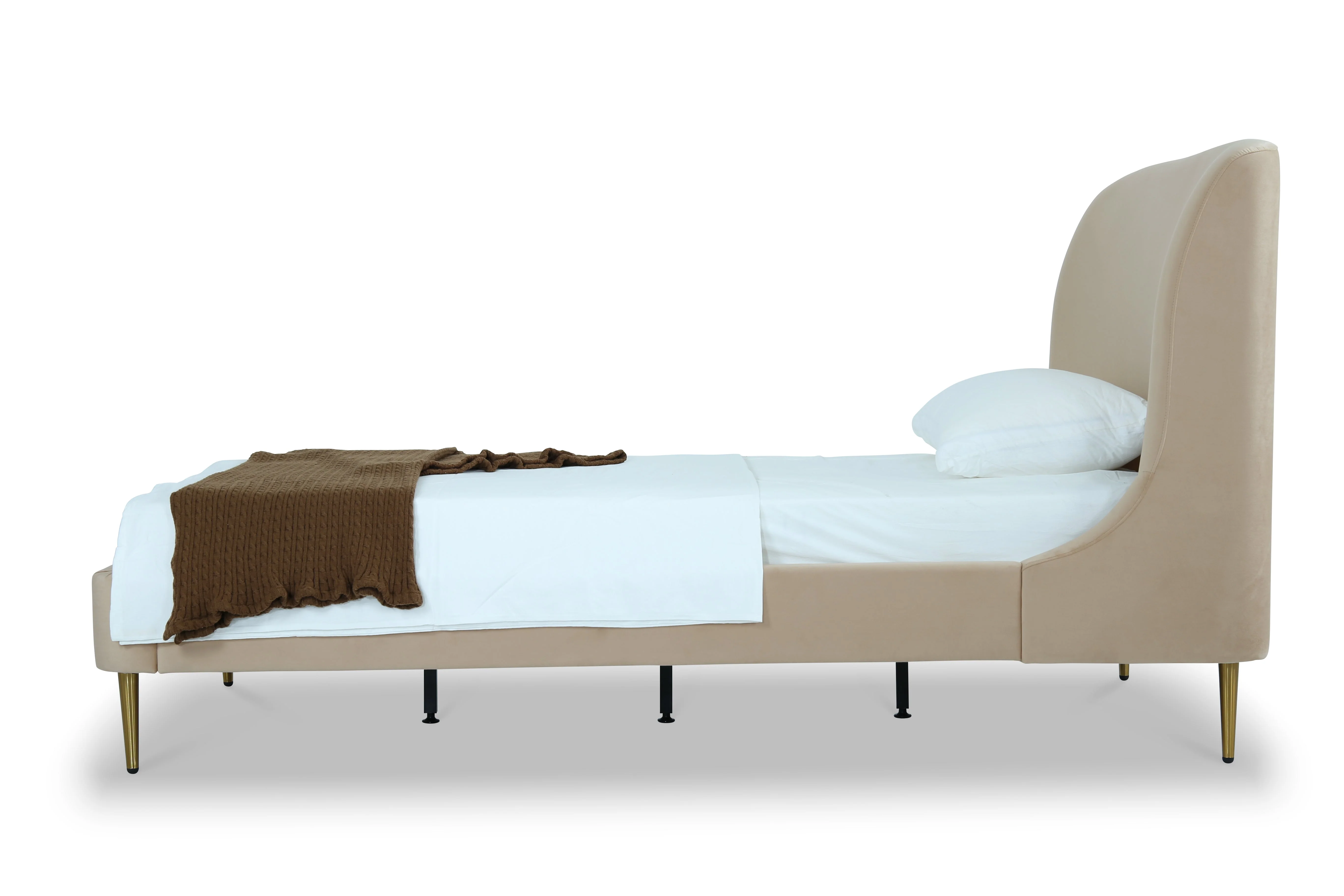Heather Twin Bed in Taupe with Gold Legs - Image 5