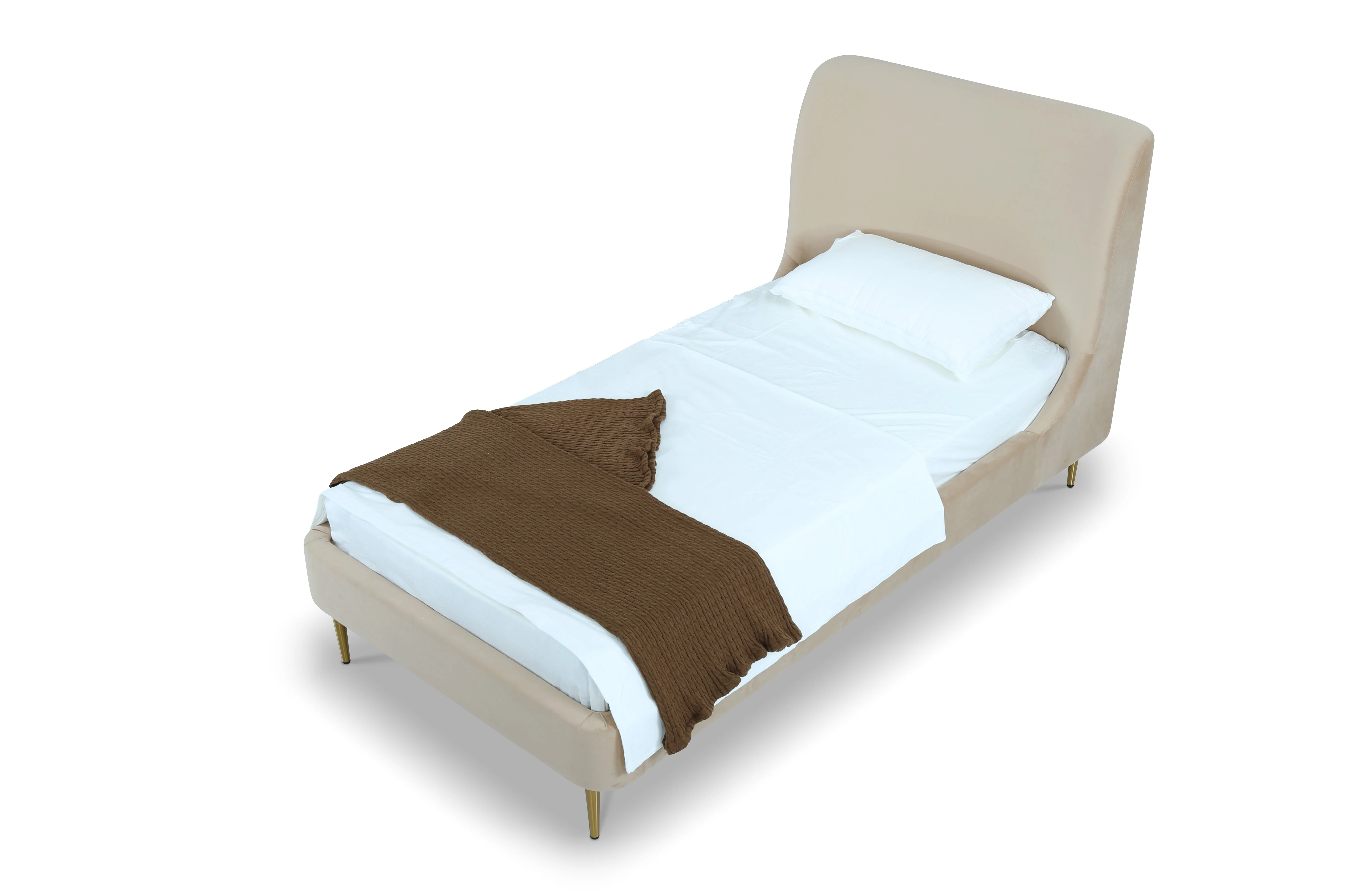 Heather Twin Bed in Taupe with Gold Legs - Image 9