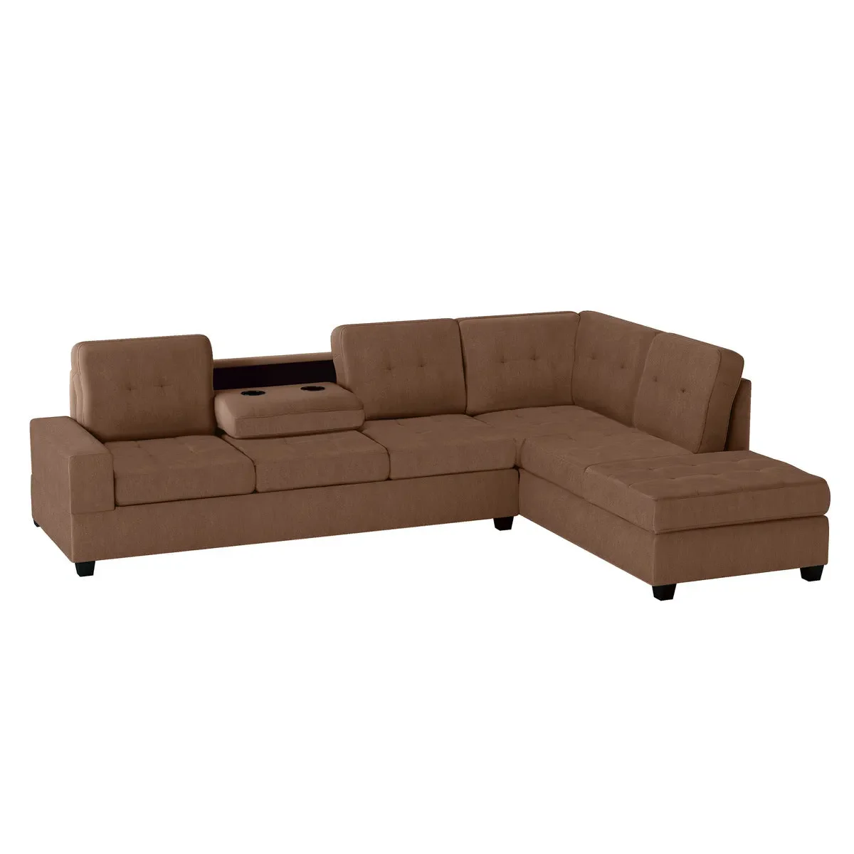 Heights Chocolate Brown  Reversible Sectional with Storage Ottoman - Image 2