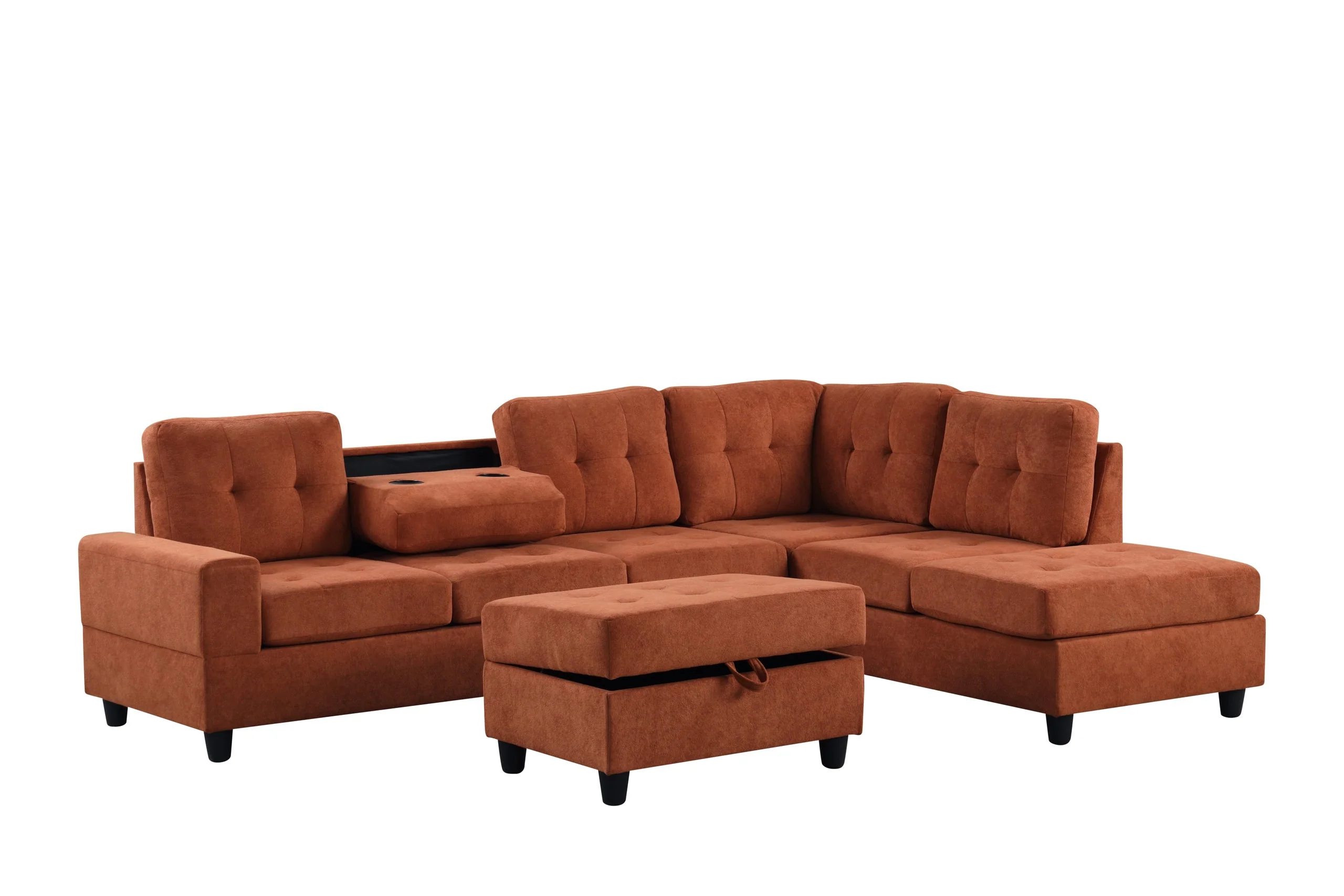 Heights Rust Reversible Sectional & Storage Ottoman - Image 2