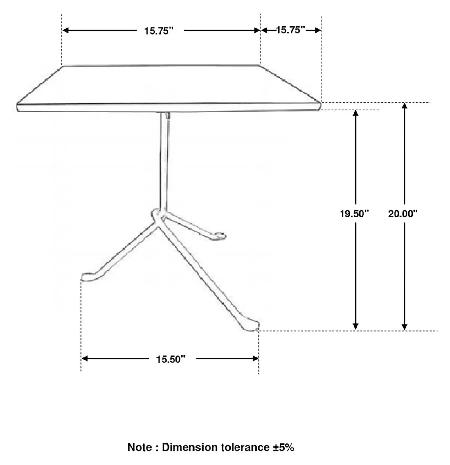 Heitor Dark Brown/Gunmetal Square Accent Table with Tripod Legs - Image 4
