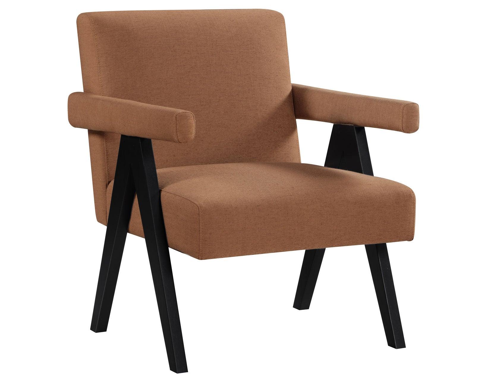 Helen Rust Fabric with Black Wood Finish Accent Chair - Image 4