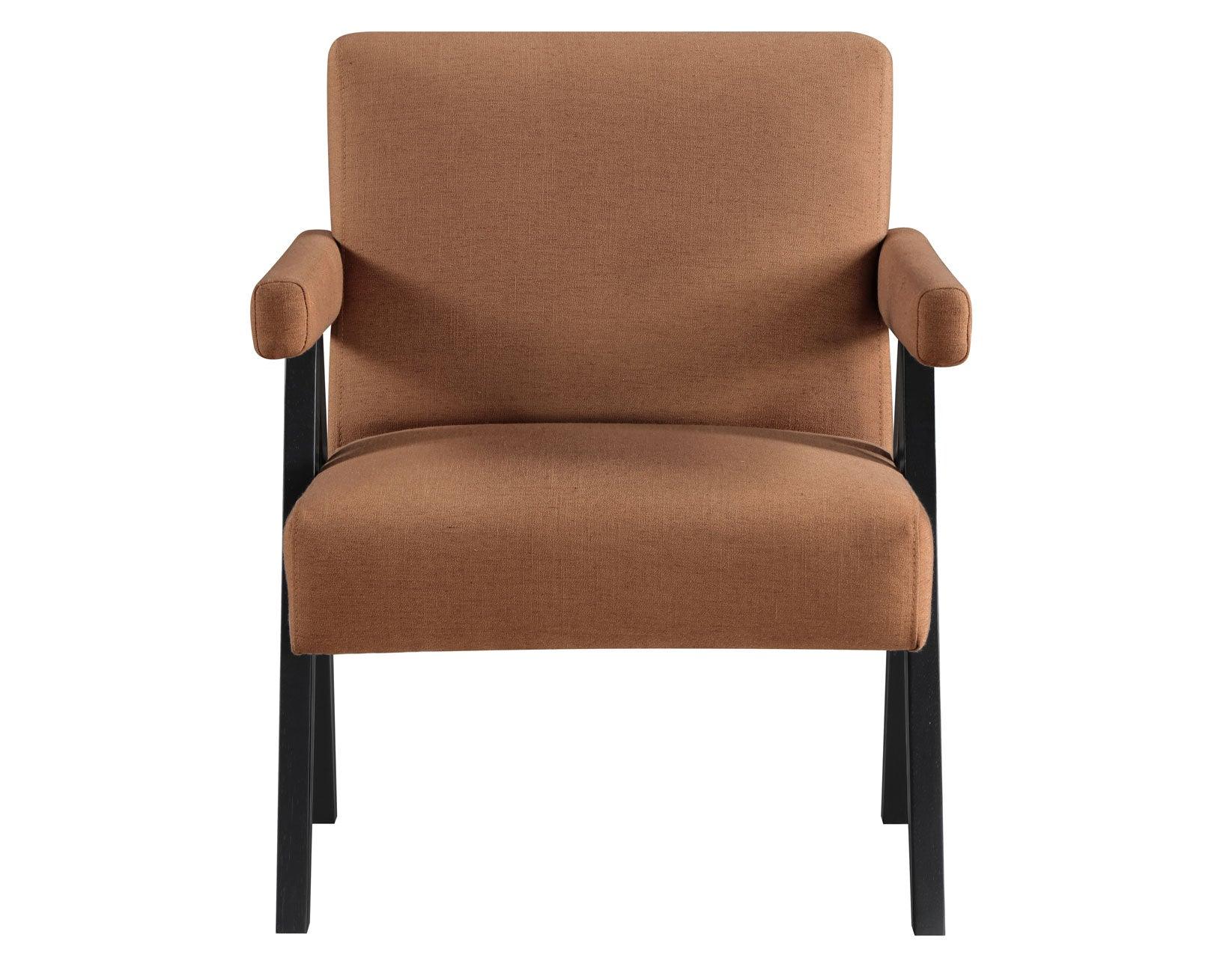 Helen Rust Fabric with Black Wood Finish Accent Chair - Image 5