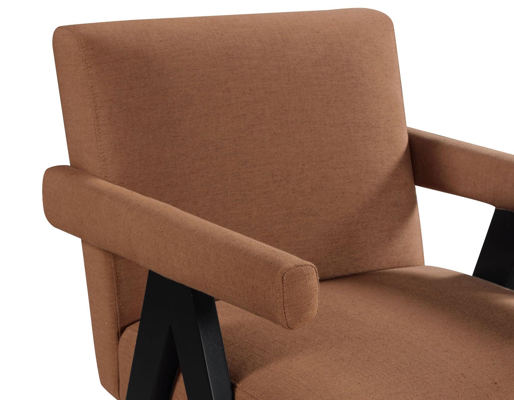 Helen Rust Fabric with Black Wood Finish Accent Chair - Image 7