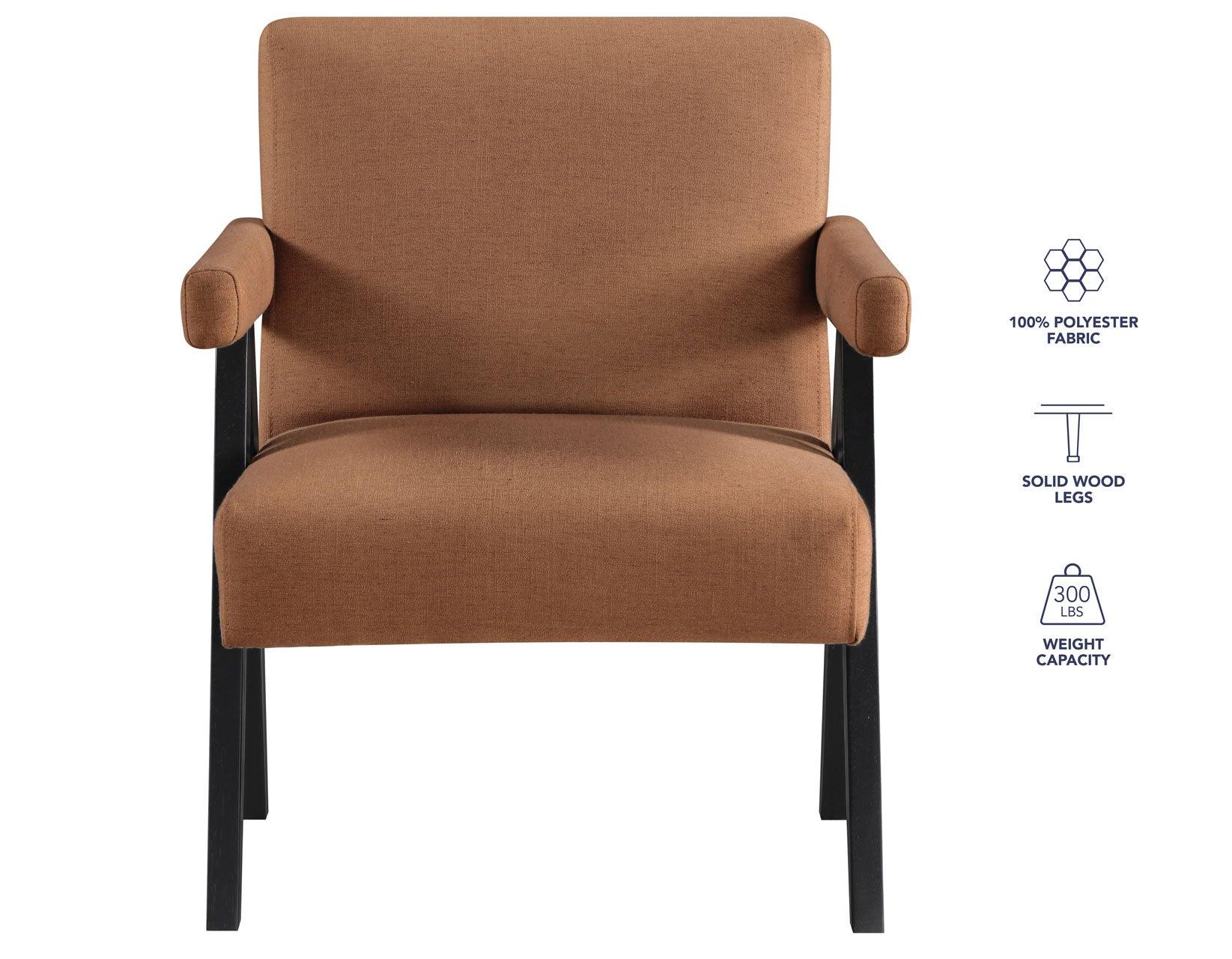 Helen Rust Fabric with Black Wood Finish Accent Chair - Image 9