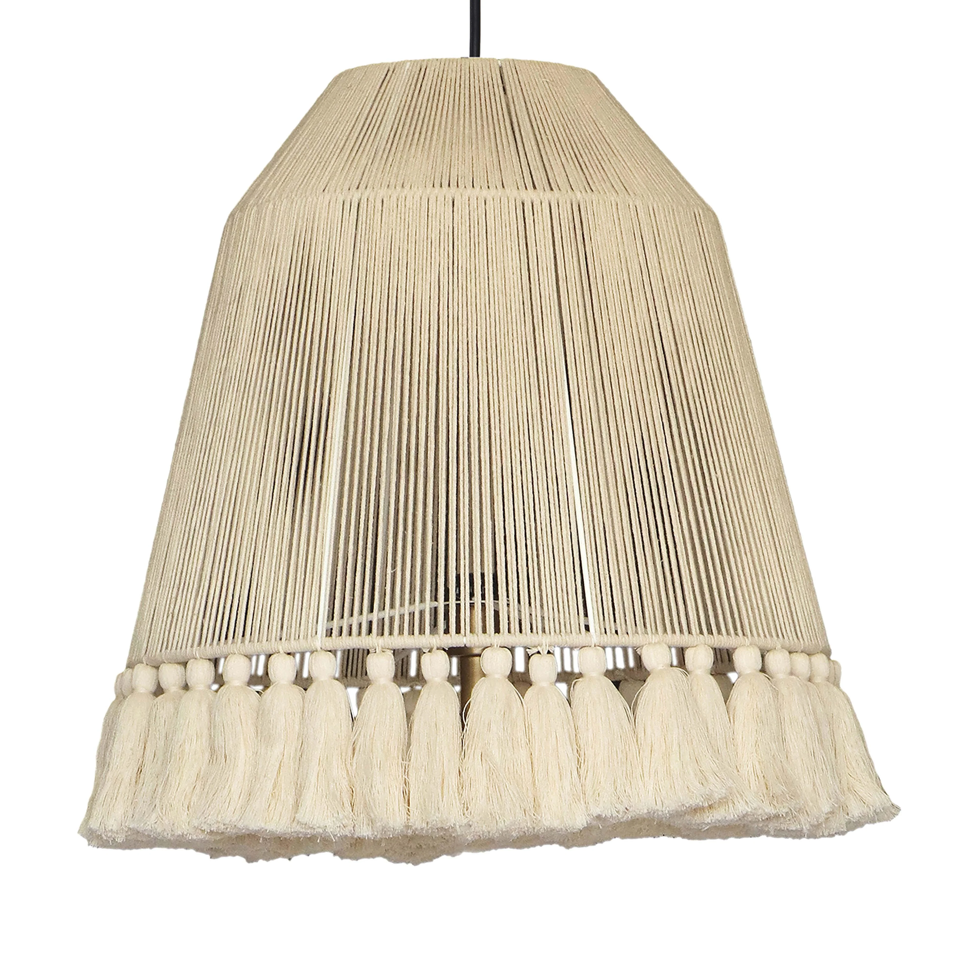 Helen White Cotton Tasseled Pendant Lamp - Image 10