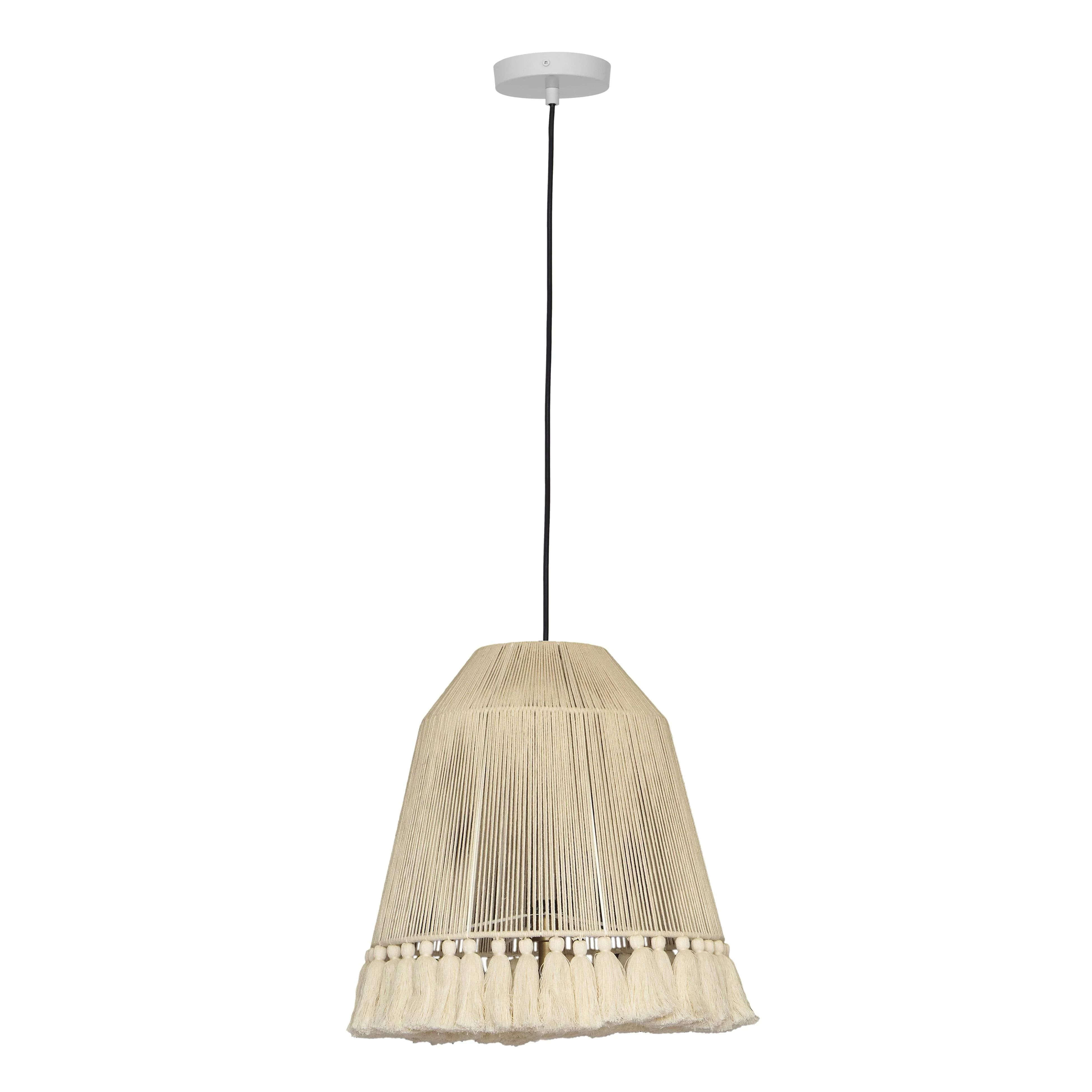 Helen White Cotton Tasseled Pendant Lamp - Image 7