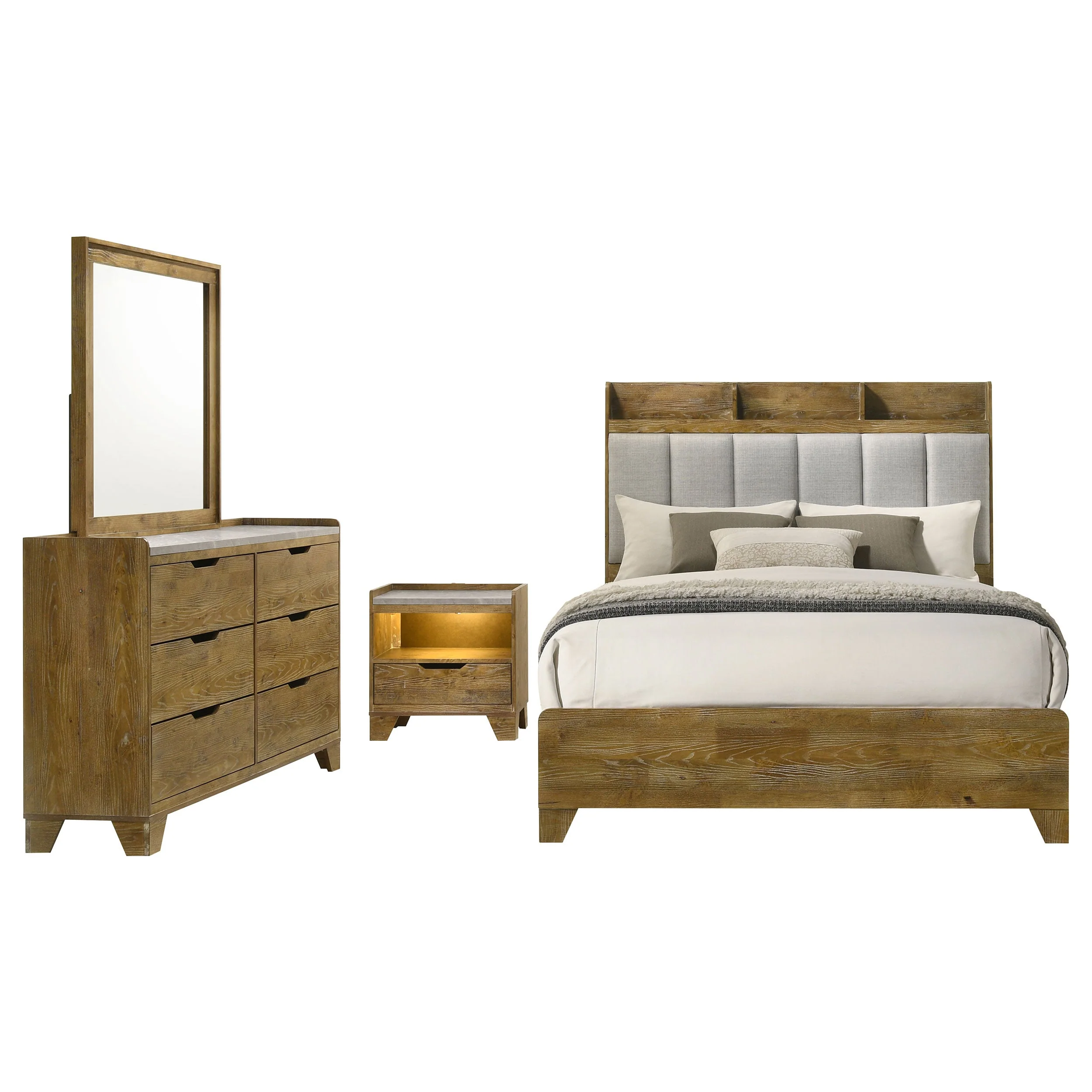 Henderson Medium Oak 4-piece Eastern King Bedroom Set - Image 2