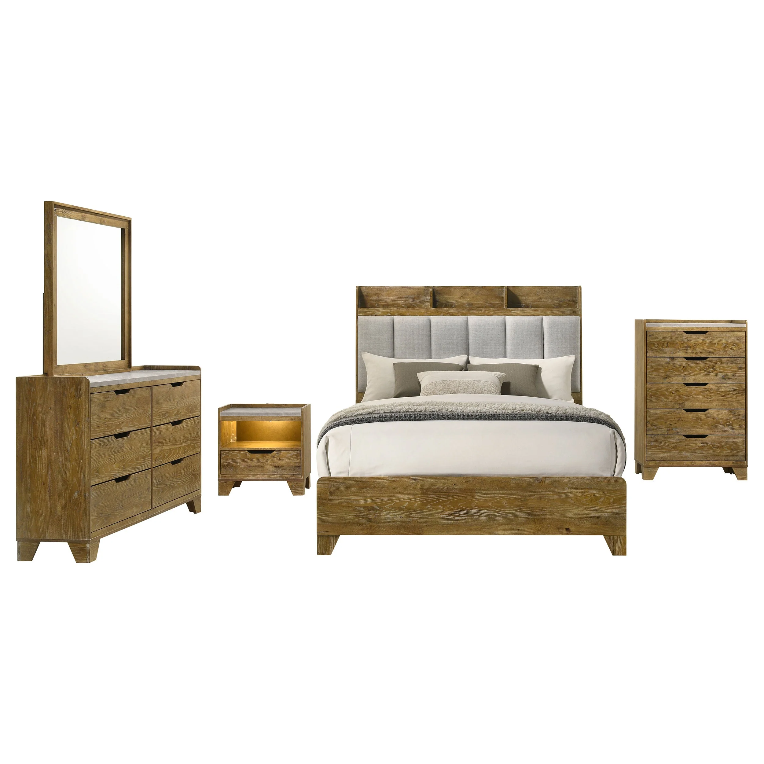 Henderson Medium Oak 5-piece Eastern King Bedroom Set - Image 2