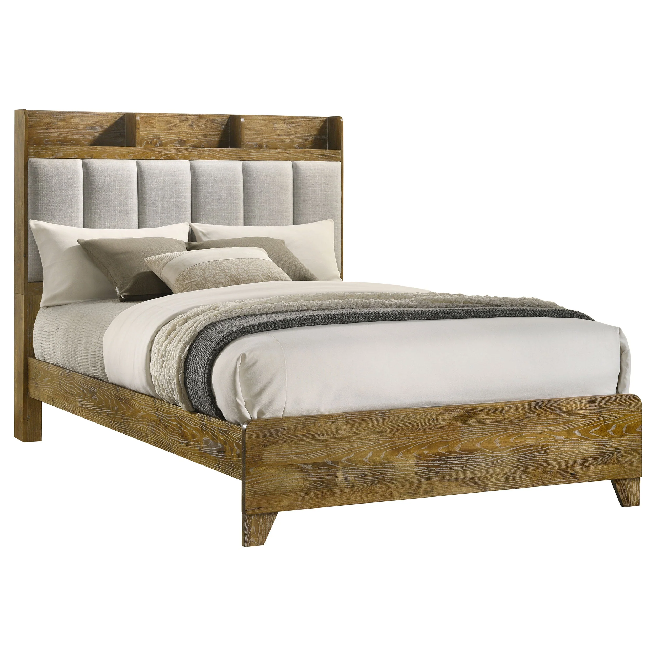 Henderson Medium Oak 57-inch Eastern King Bookcase Panel Bed - Image 3