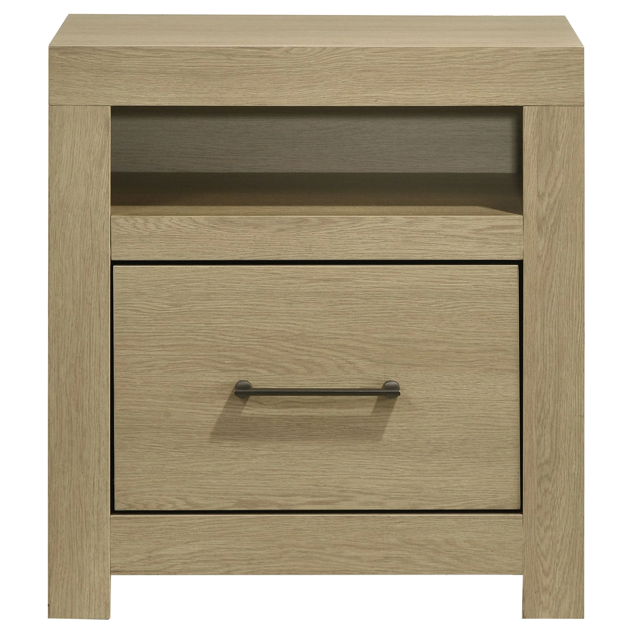 Hendricks Light Oak 1-drawer Nightstand Bedside Table with Cubby - Image 2