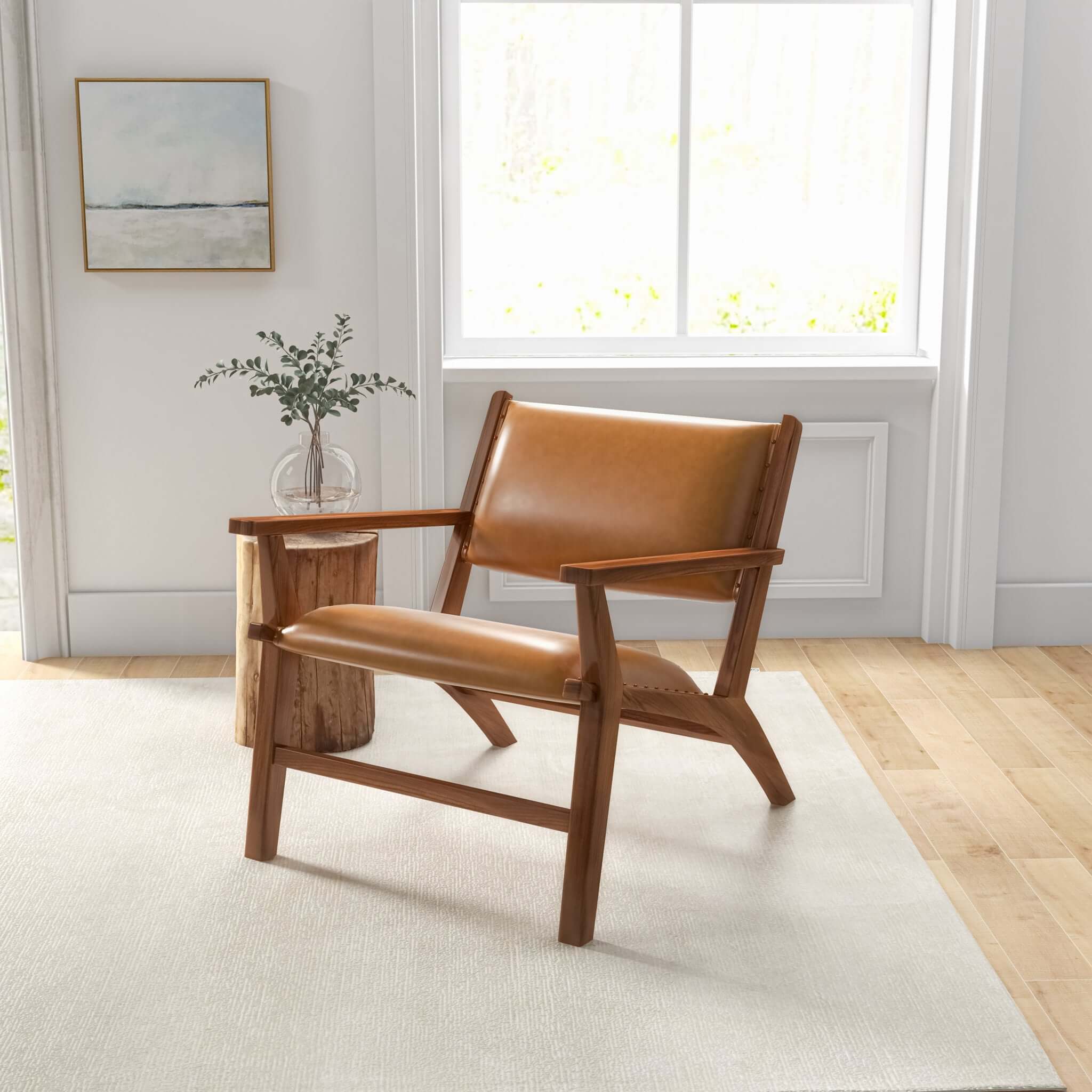 Hendrix Antique Tan Leather Arm Chair - Image 2