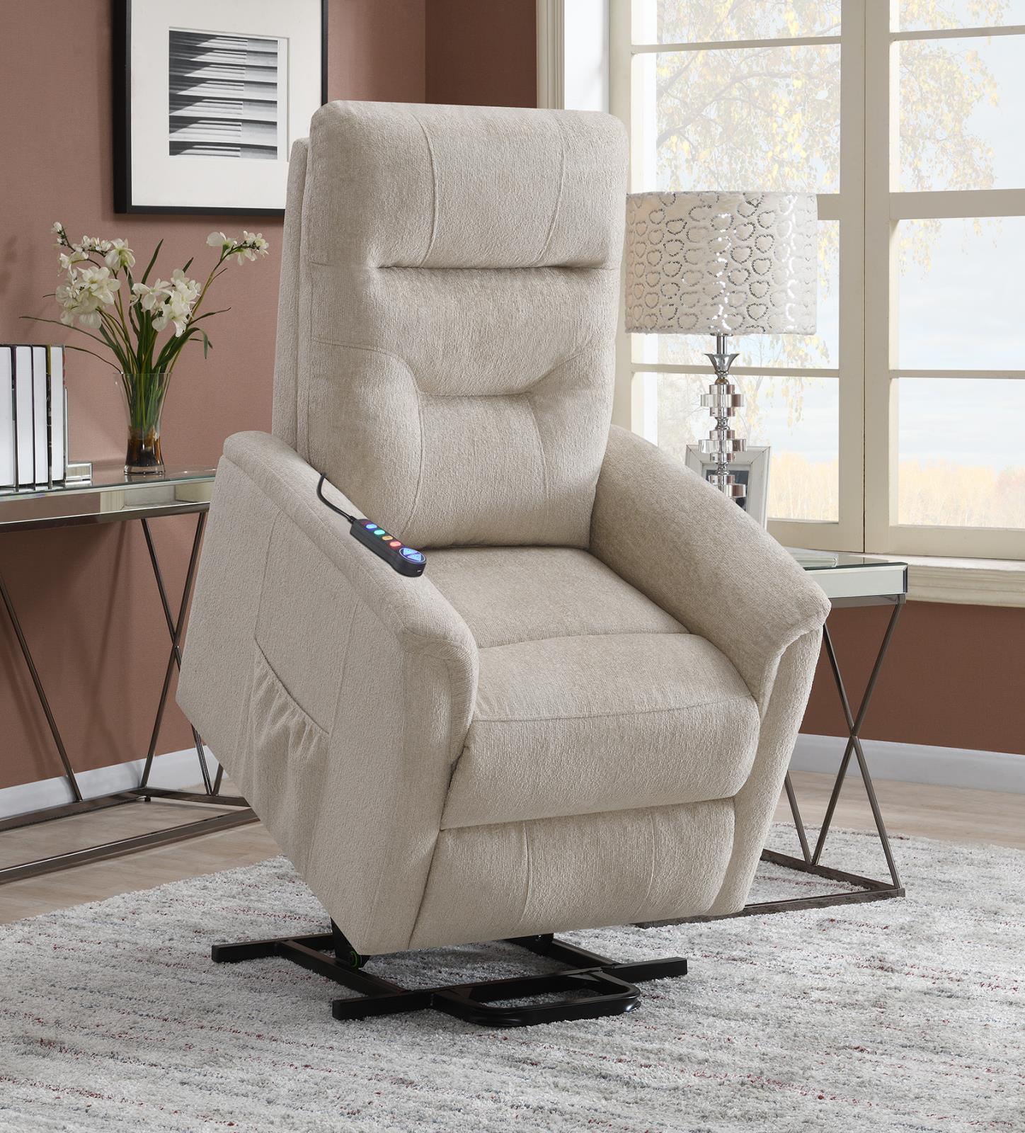 Henrietta Beige Power Lift Recliner with Storage Pocket
