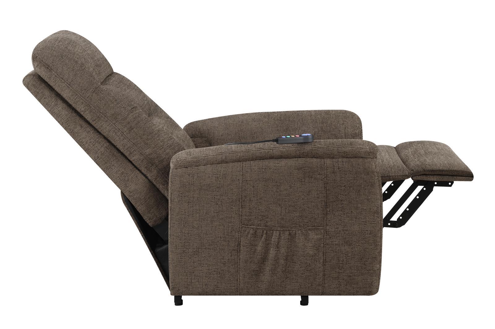 Henrietta Brown Power Lift Recliner with Storage Pocket - Image 12