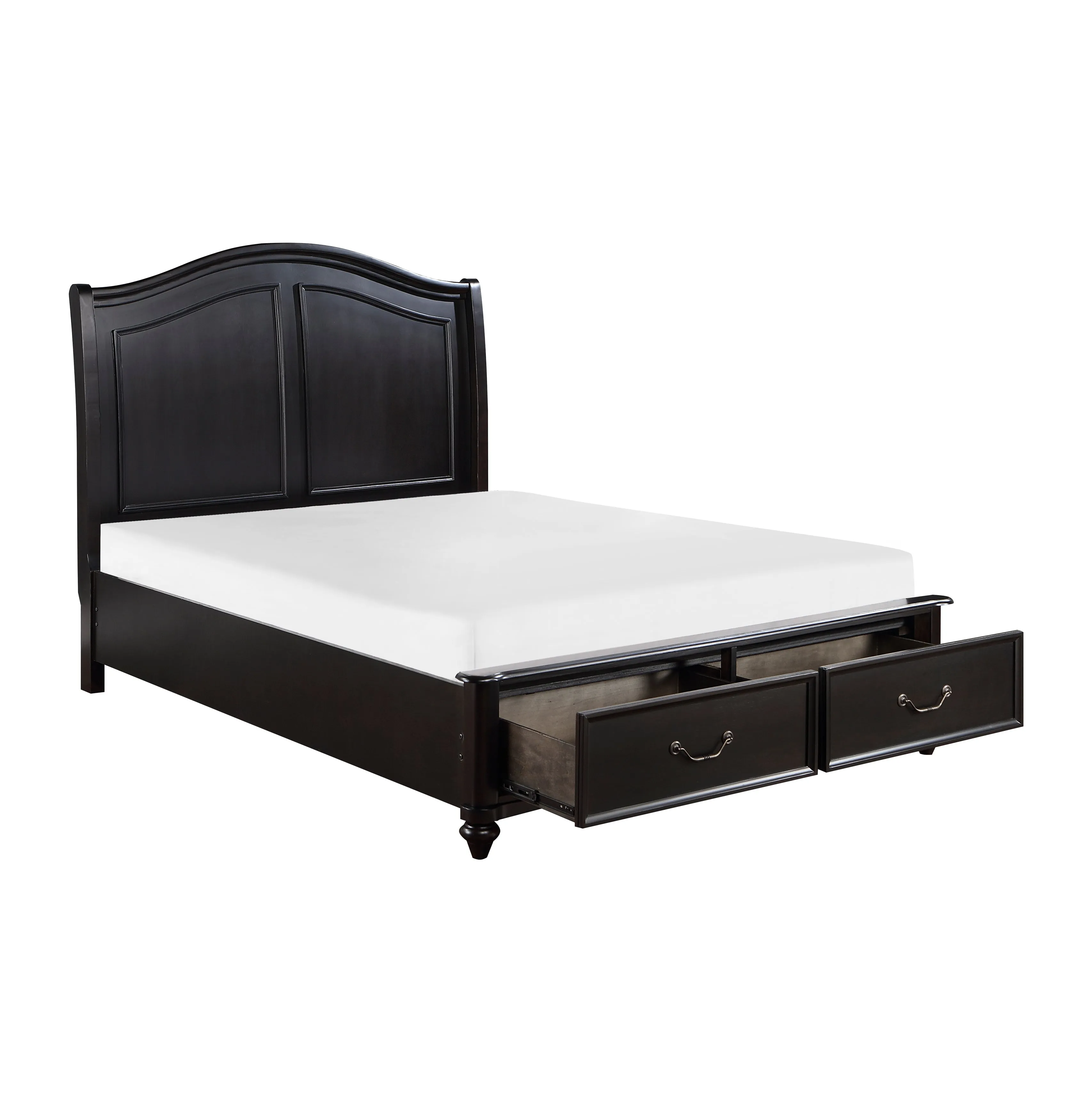 Herman Charcoal Brown Queen Platform Bed with Footboard Storage