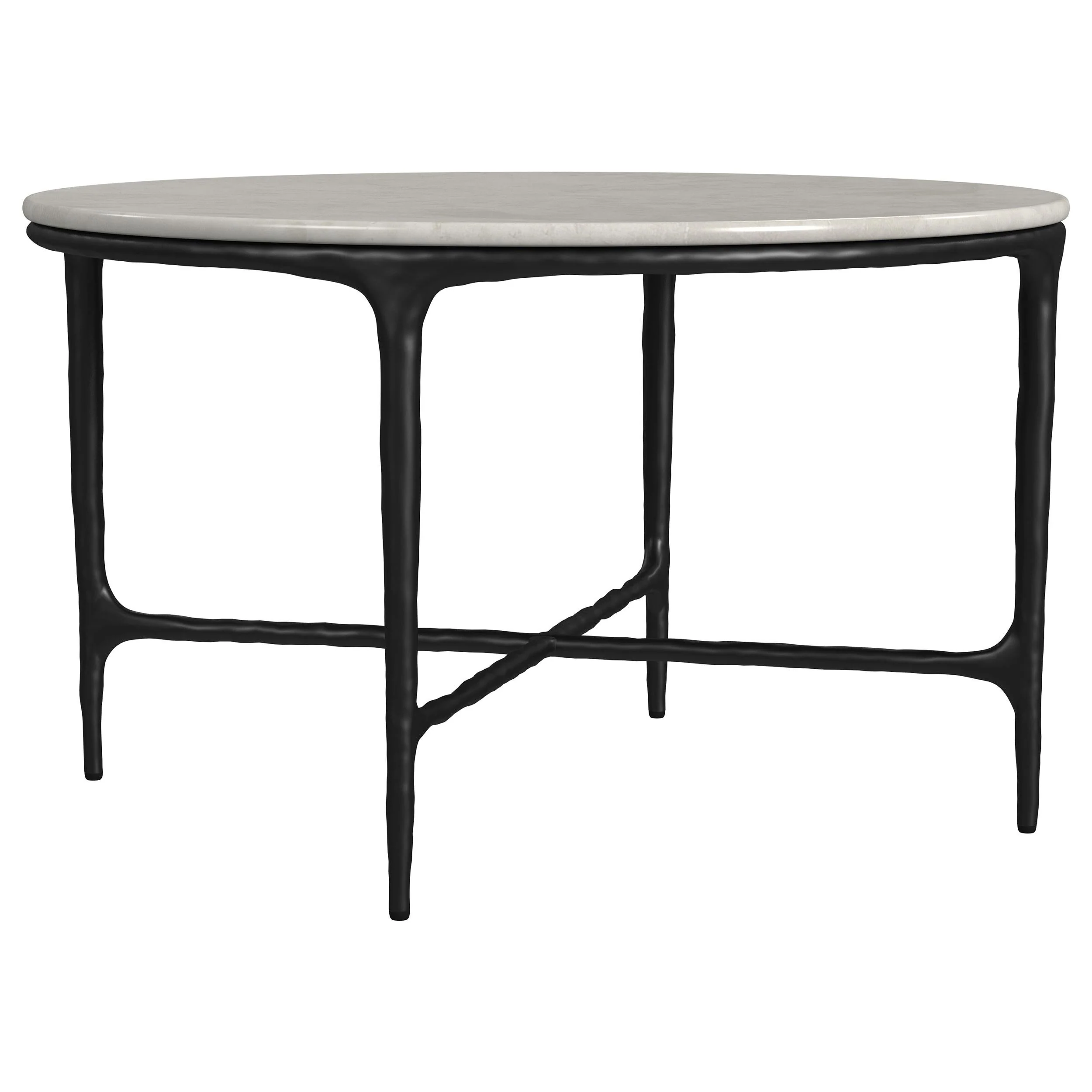 Hermas White and Black 2-Piece Round Marble Coffee and End Table Set - Image 7