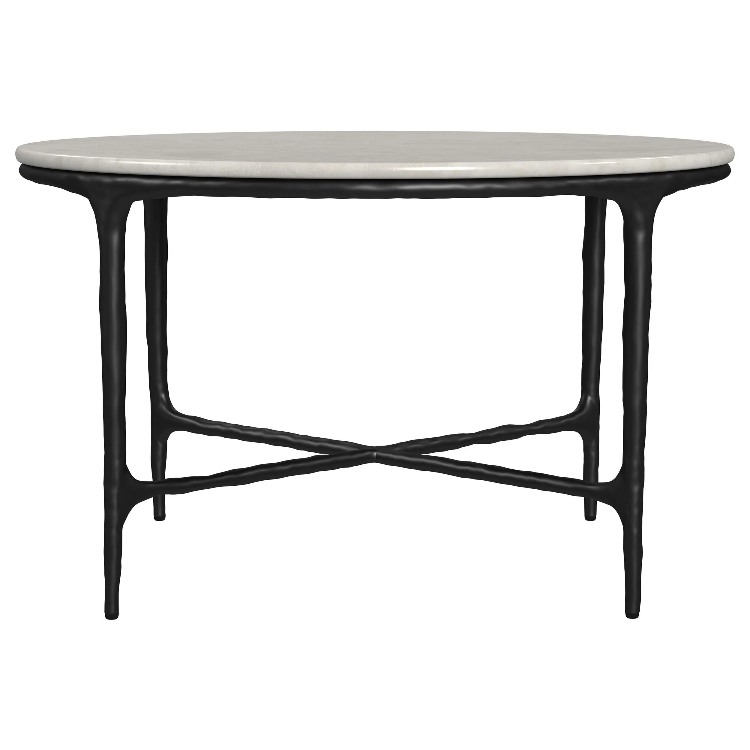 Hermas White and Black 2-Piece Round Marble Coffee and End Table Set - Image 8