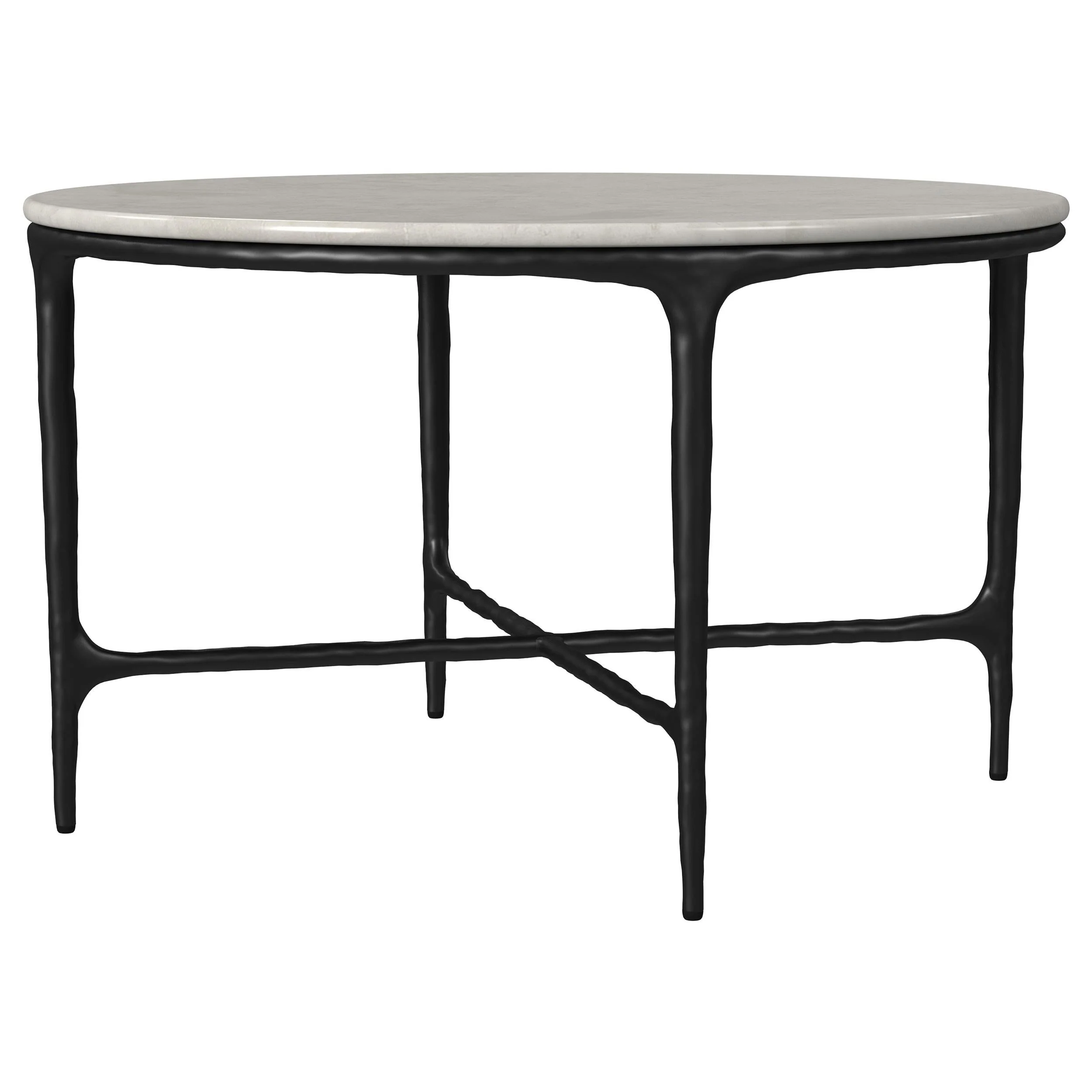 Hermas White and Black 2-Piece Round Marble Coffee and End Table Set - Image 9