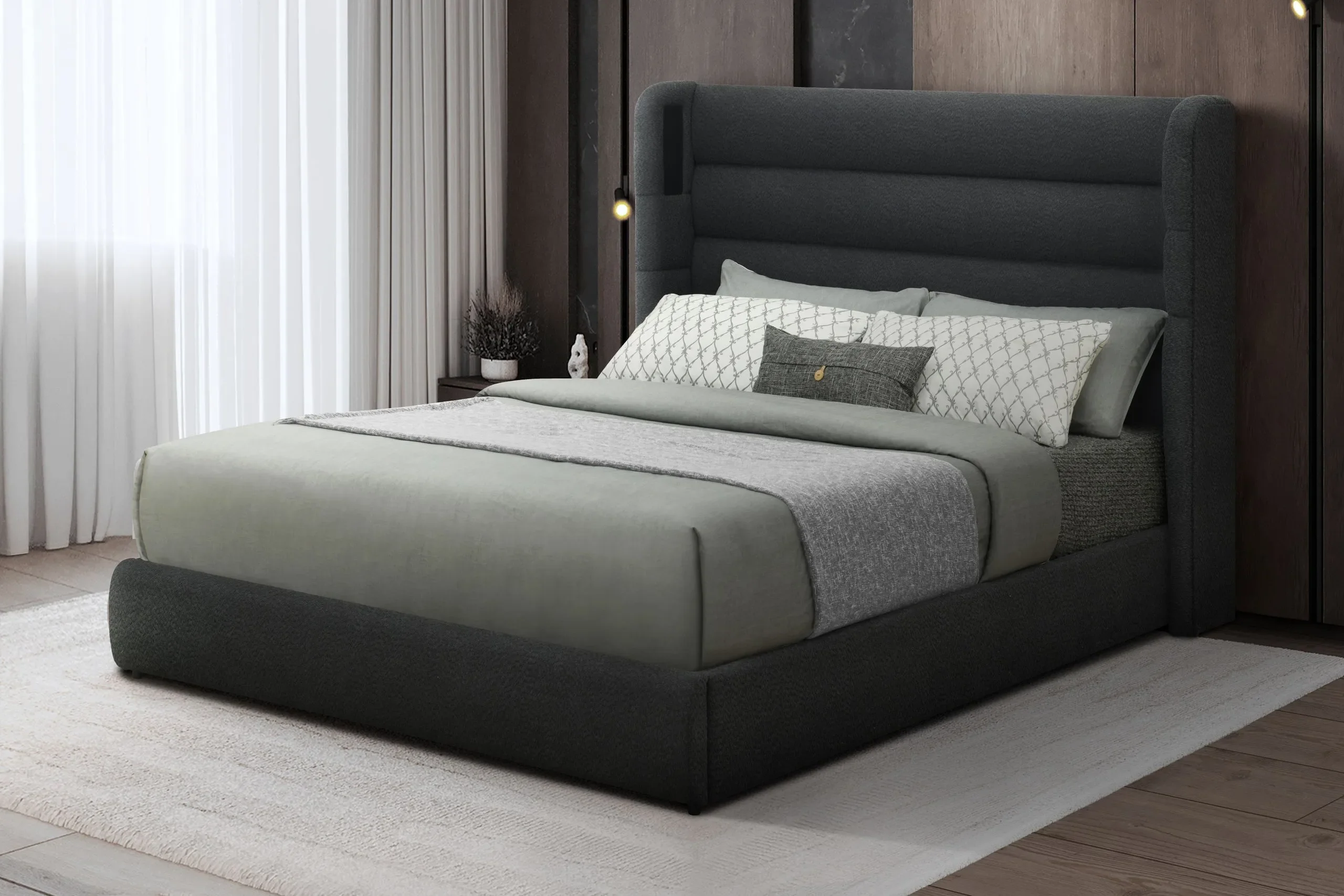 Hero Black King Platform Bed (w/ Bluetooth Speaker)