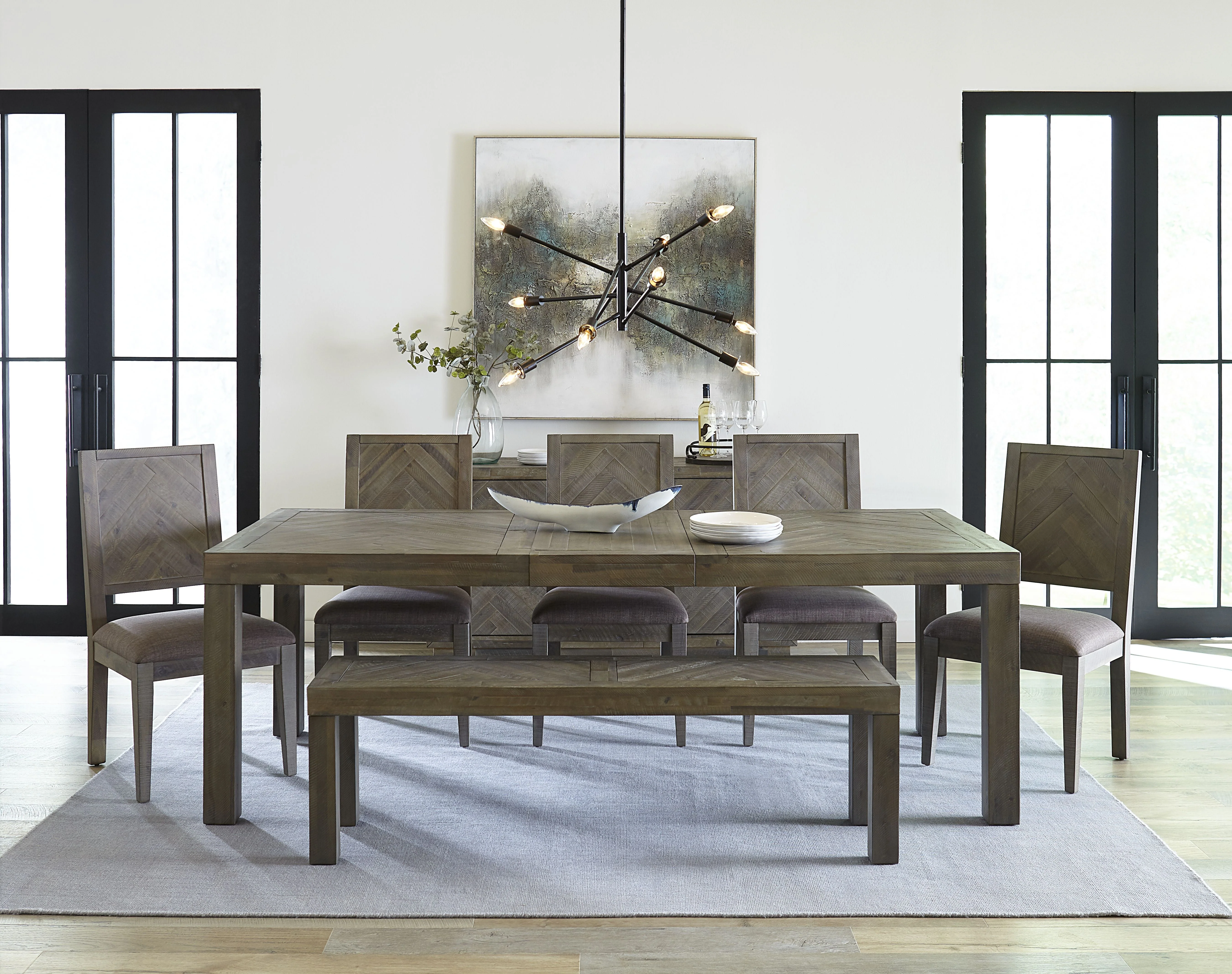 Herringbone Extension Table in Rustic Latte - Image 3