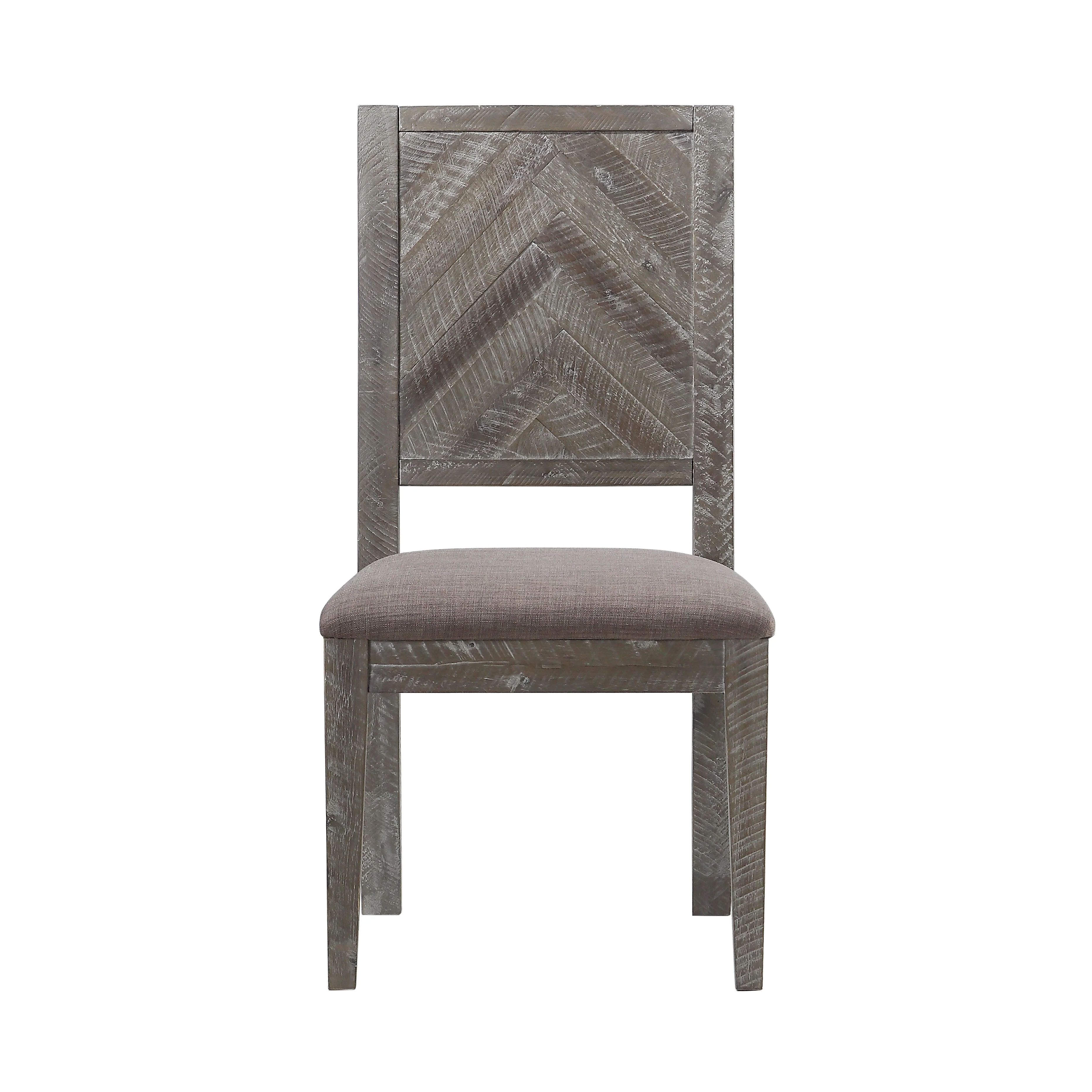 Herringbone Solid Wood Upholstered Dining Chair in Rustic Latte (Set of 2) - Image 3