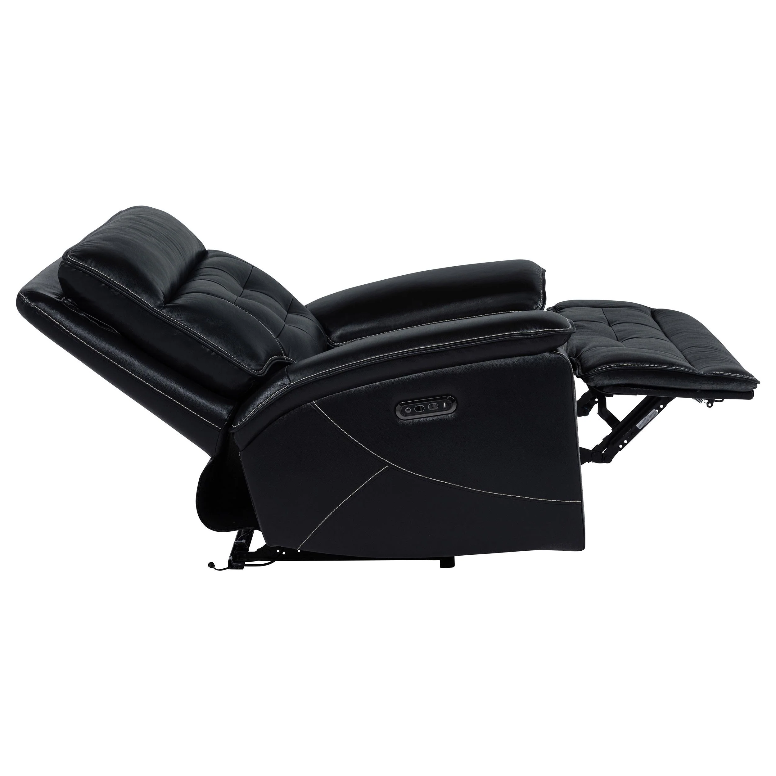 Hewitt Black Leather Upholstered Dual Power Recliner Chair - Image 7