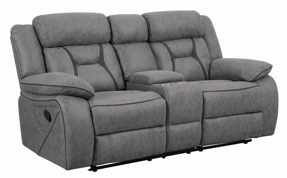 Higgins Gray Pillow Top Arm Motion Loveseat with Console - Image 3