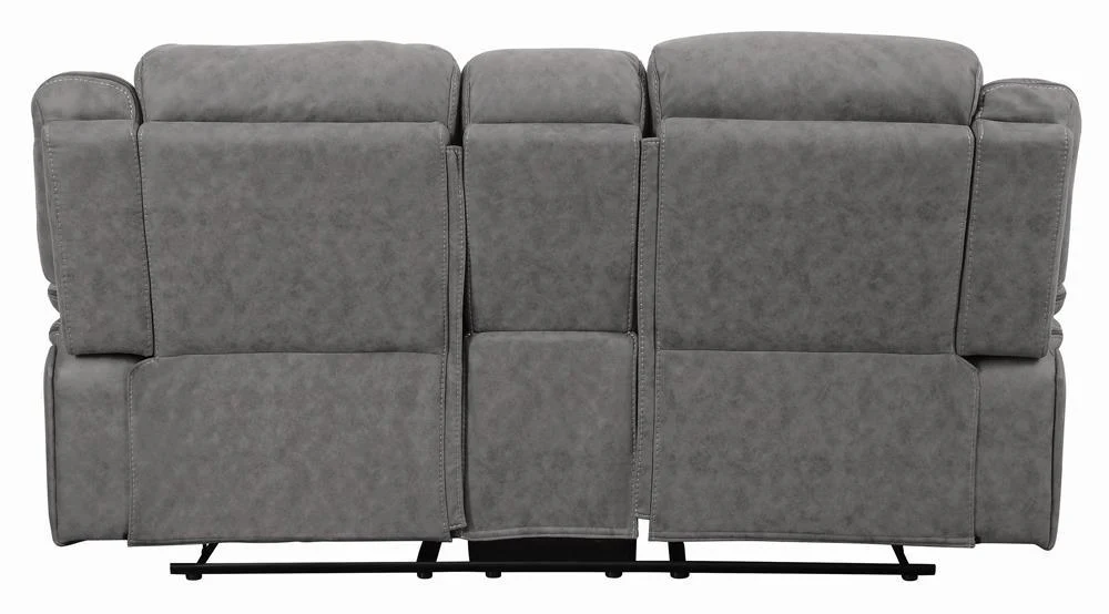Higgins Gray Pillow Top Arm Motion Loveseat with Console - Image 6