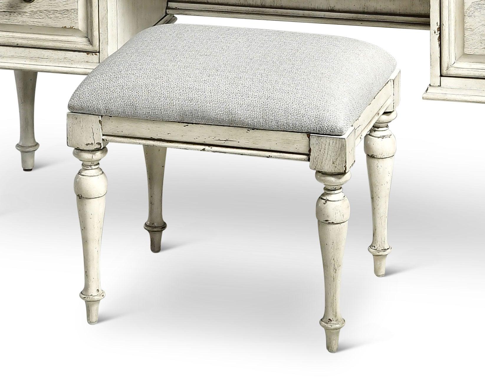 Highland Park White Vanity Bench