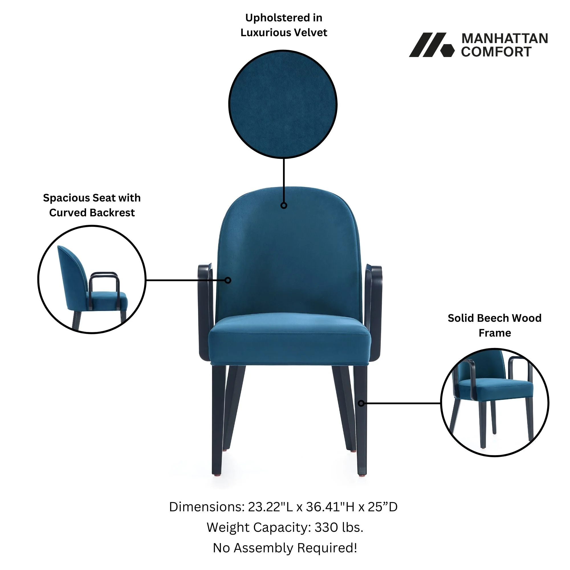 Hillman Dining Arm Chair in Blue - Image 4