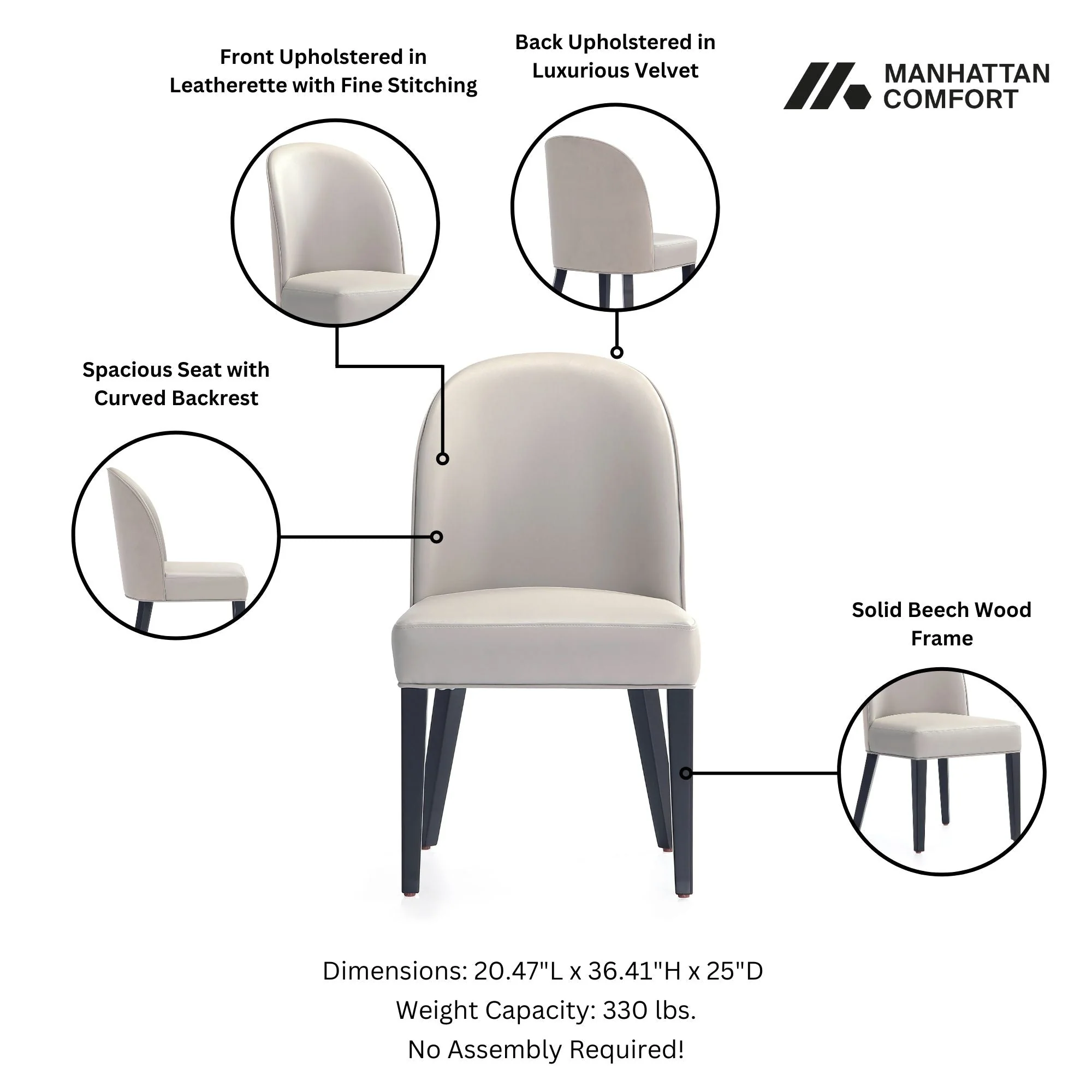 Hillman Dining Chair in Light Grey (set of 4) - Image 4