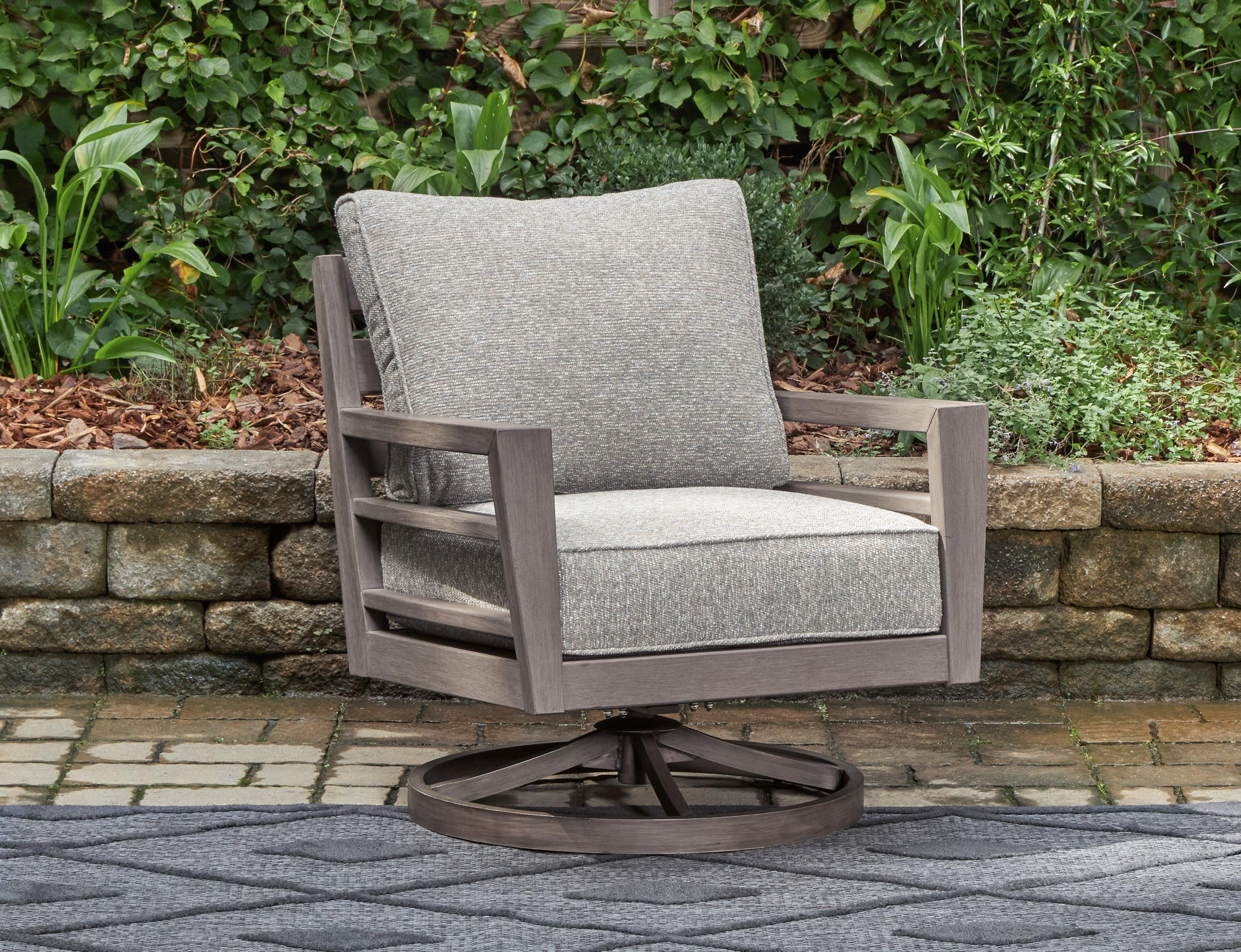 Hillside Barn Gray/Brown Outdoor Swivel Lounge Chair - Image 2