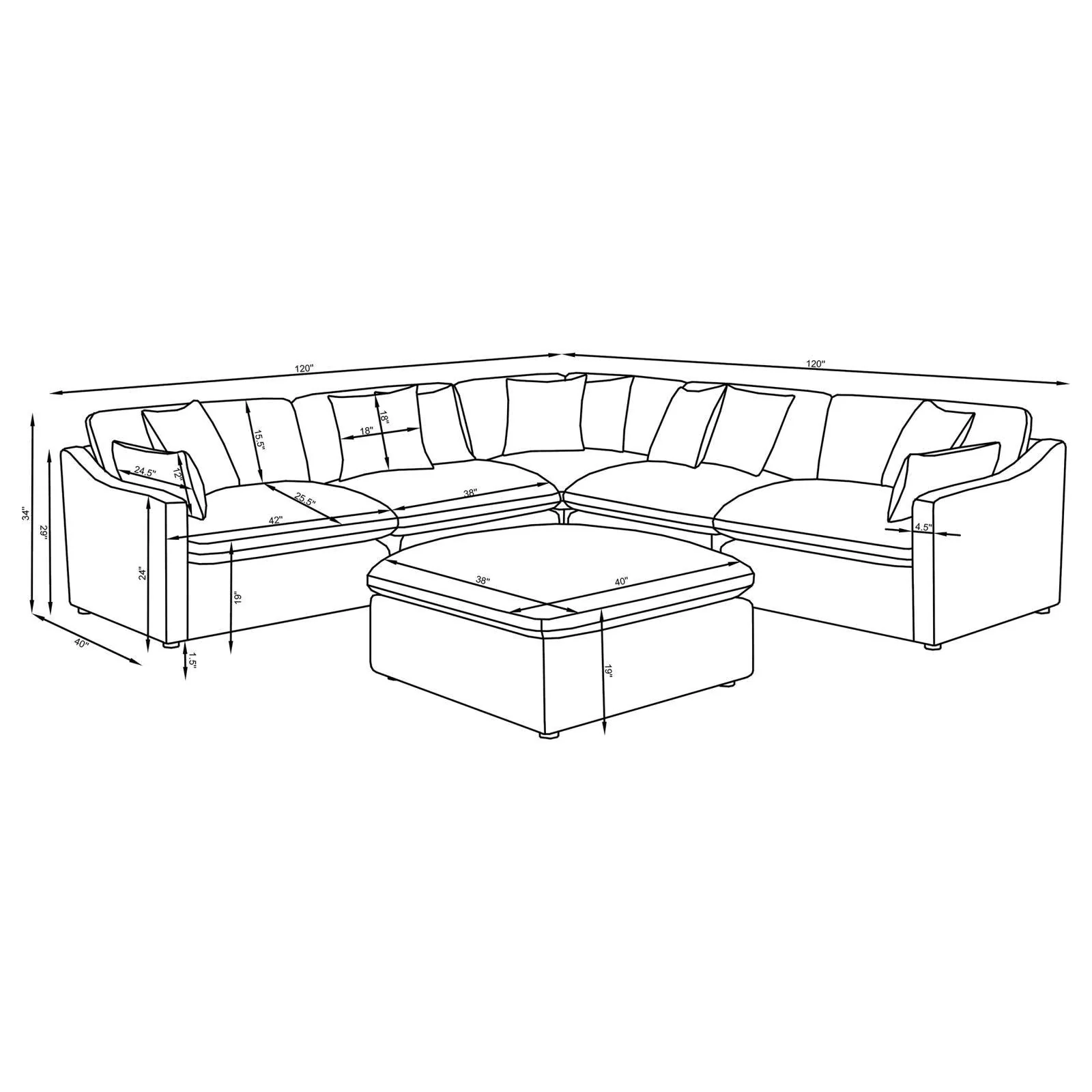Hobson Ivory 6-Piece Upholstered Modular Sectional Sofa - Image 10