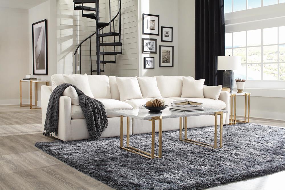 Hobson Off-White Cushion Back Armless Chair - Image 7