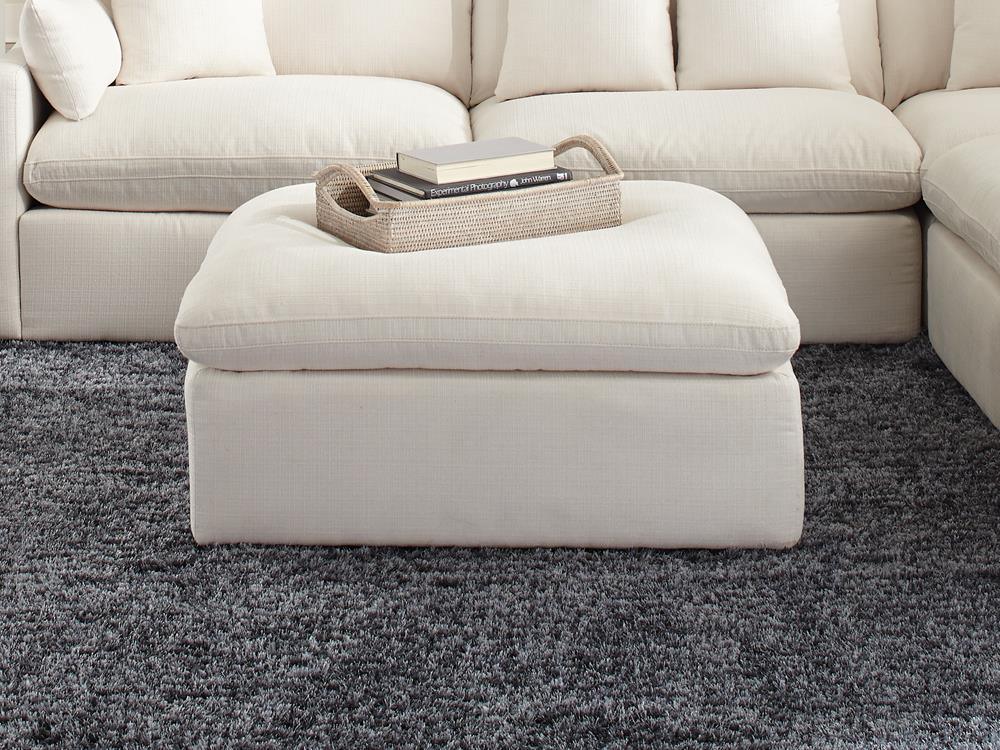 Hobson Off-White Cushion Seat Ottoman - Image 2