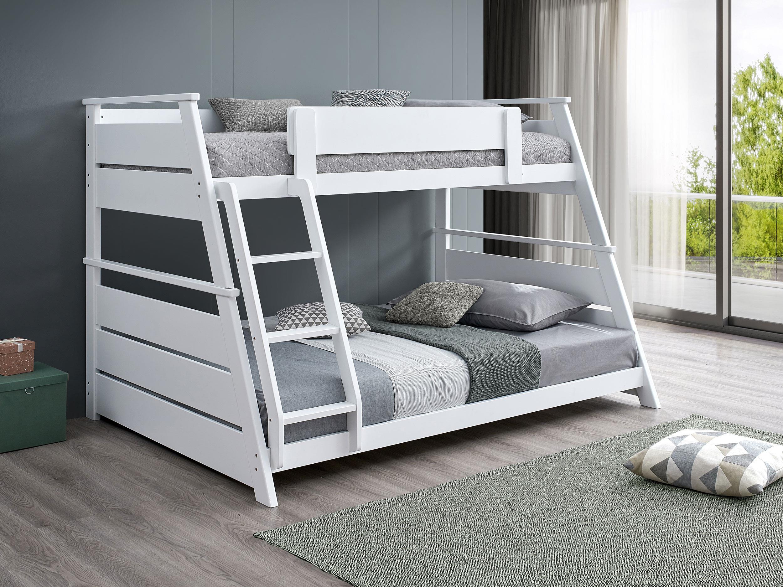 Holden White Wood Veneer Twin Over Full Bunk Bed