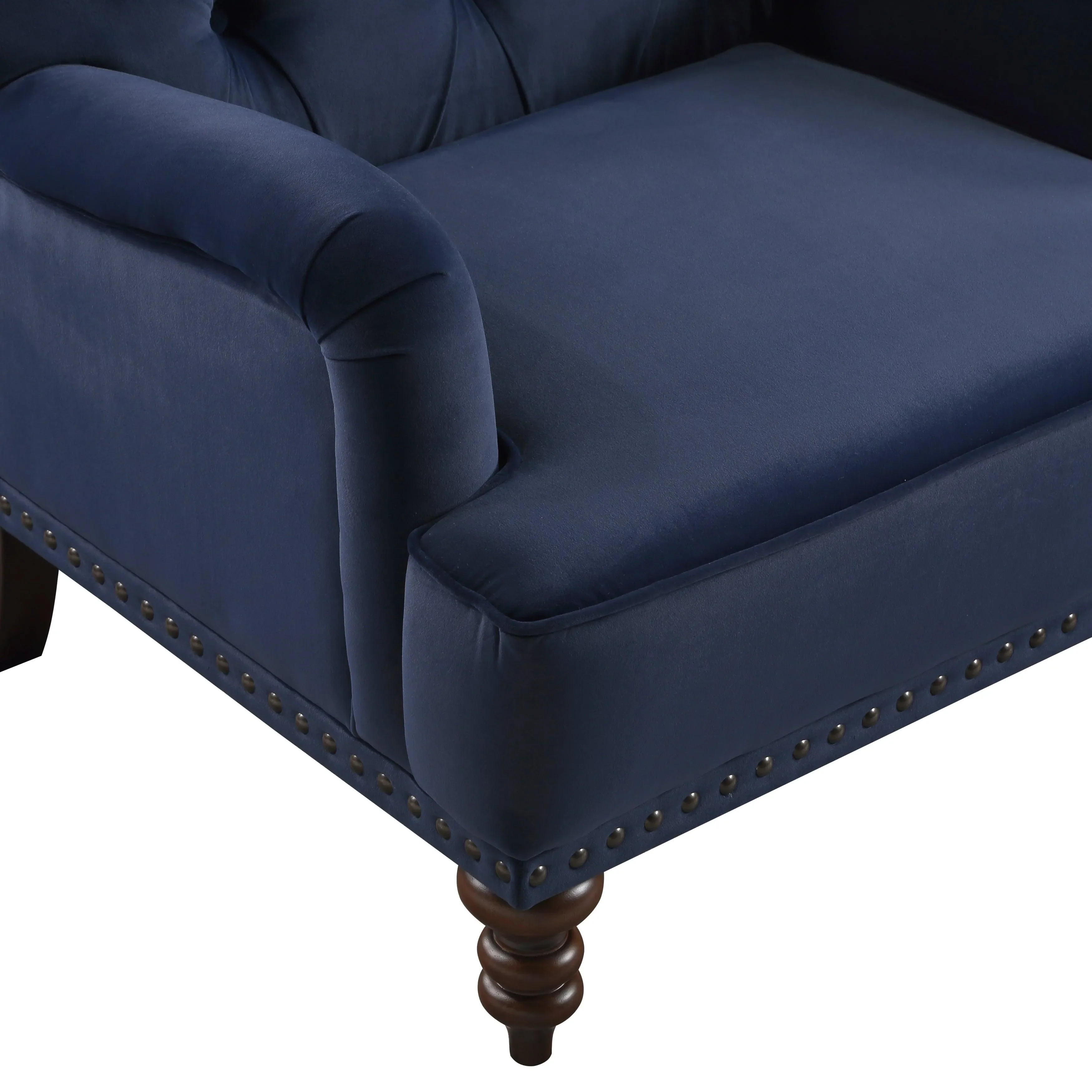 Holland Park Dark Blue Velvet Accent Chair - Image 5