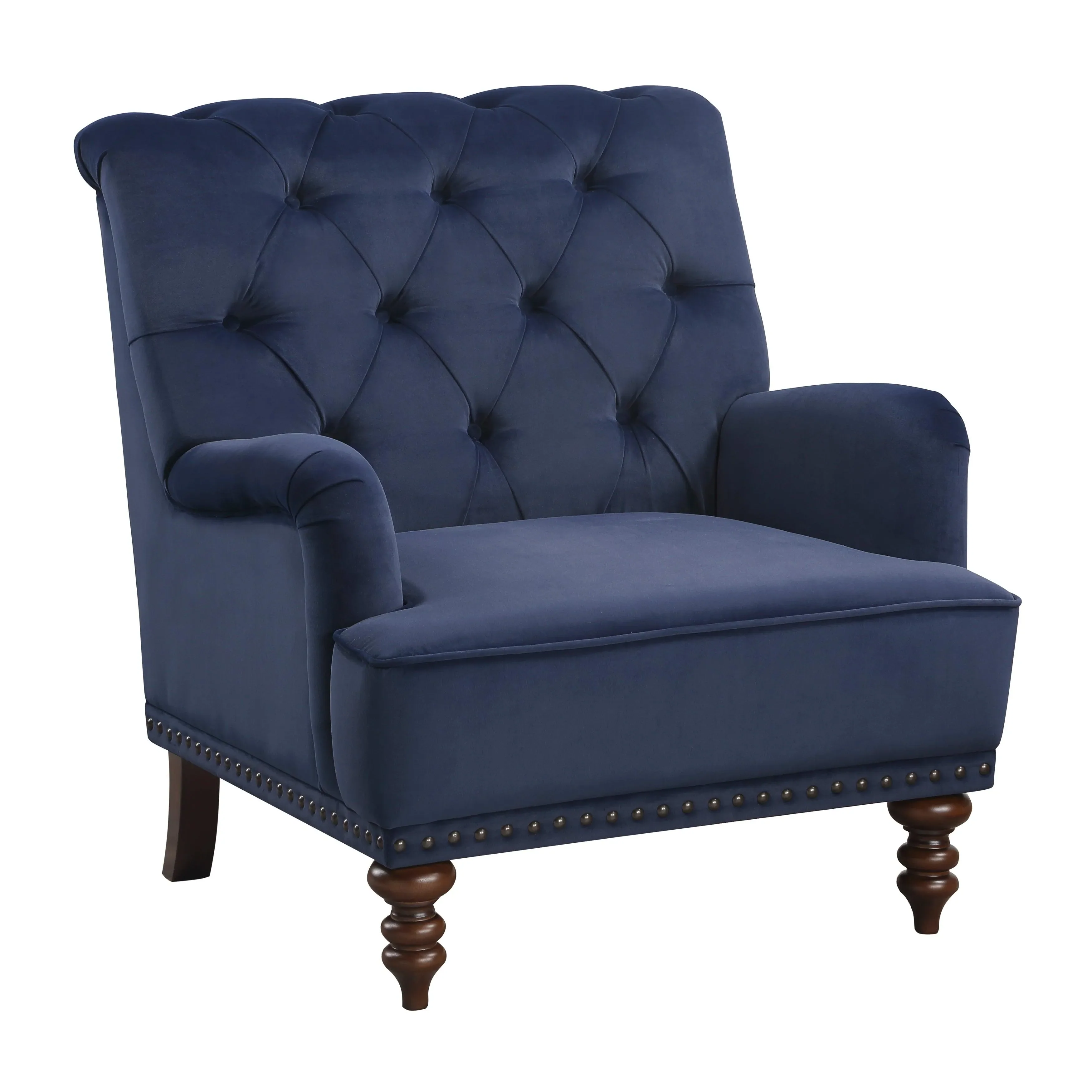 Holland Park Dark Blue Velvet Accent Chair - Image 7