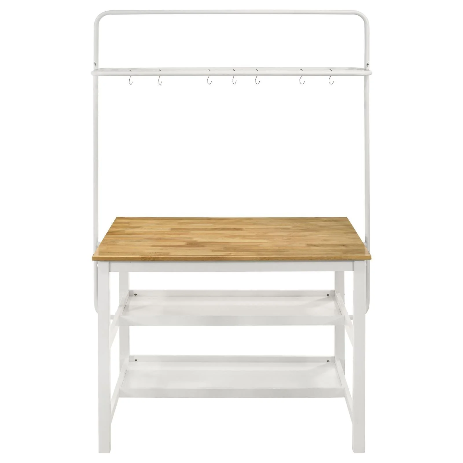 Hollis Brown/White 3-Piece Kitchen Island Counter Height Table with Stools - Image 4