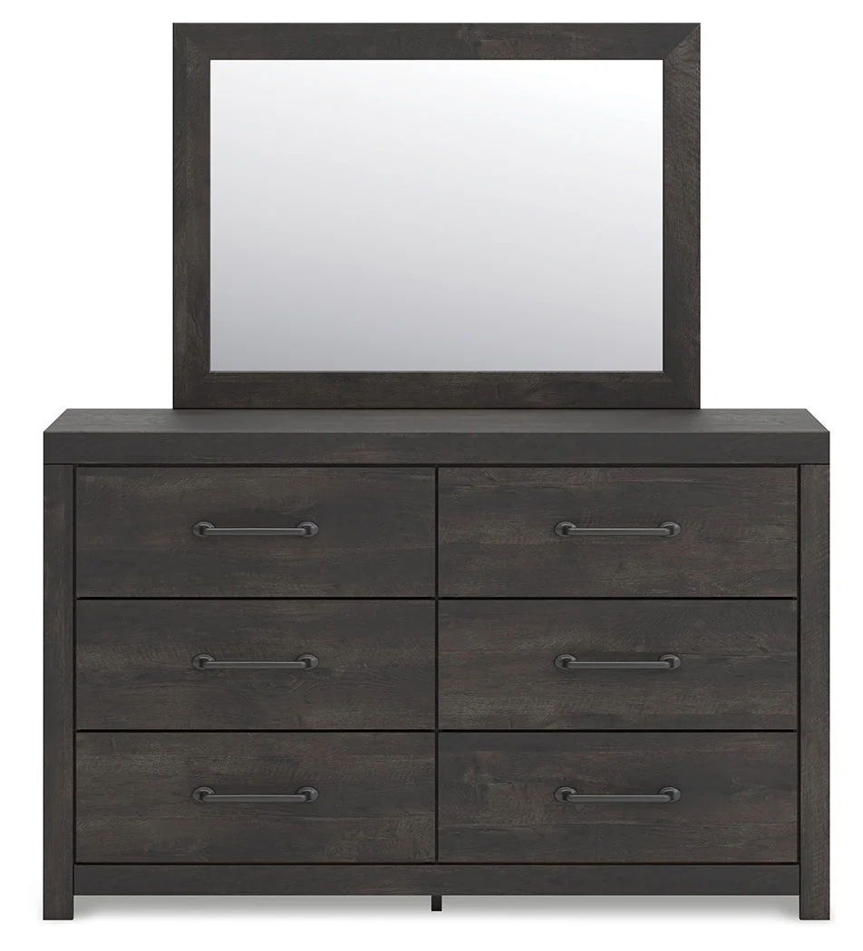 Hollivern Dark Gray Dresser and Mirror - Image 5