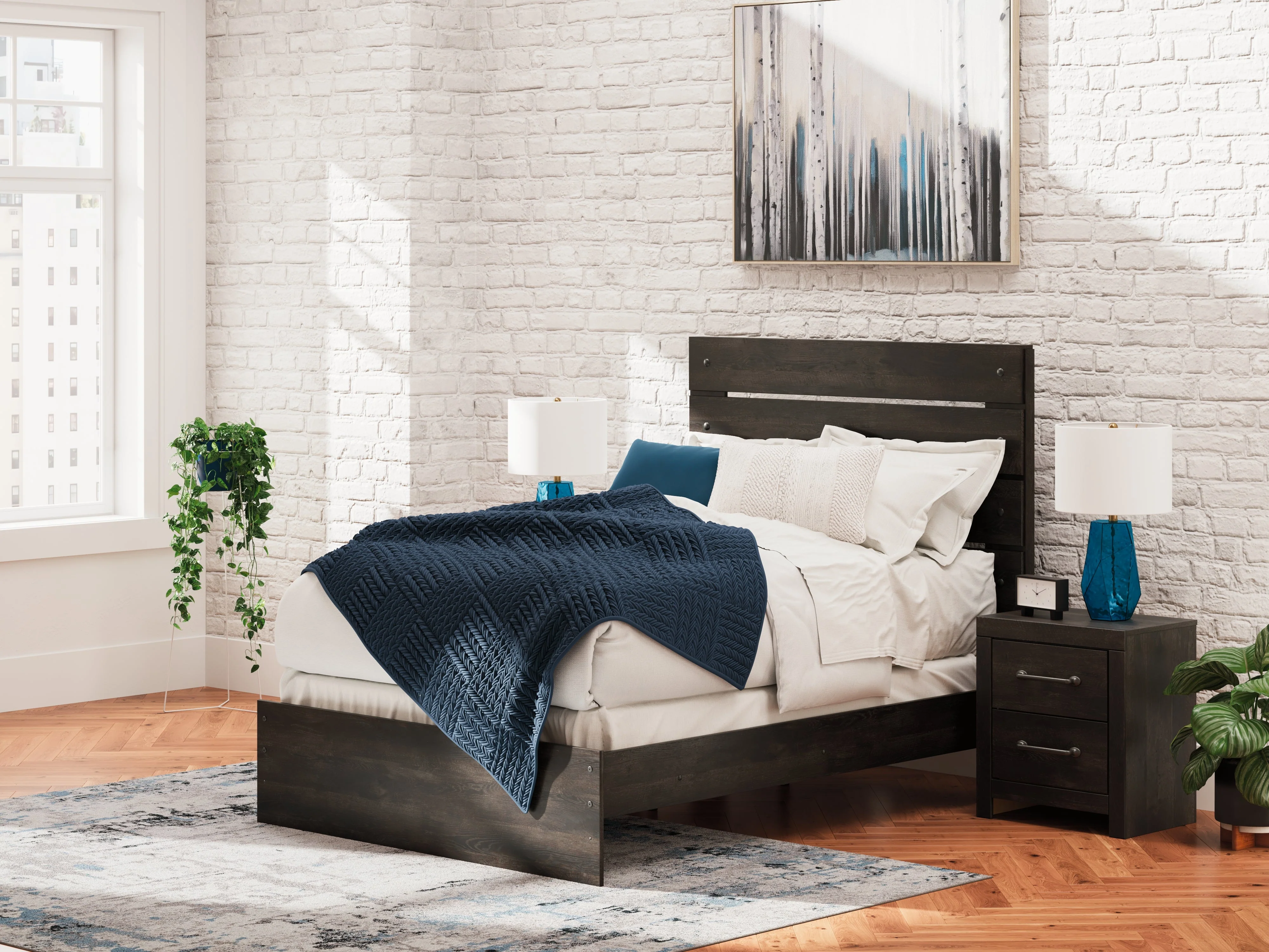 Hollivern Dark Gray Full Panel Bed - Image 2