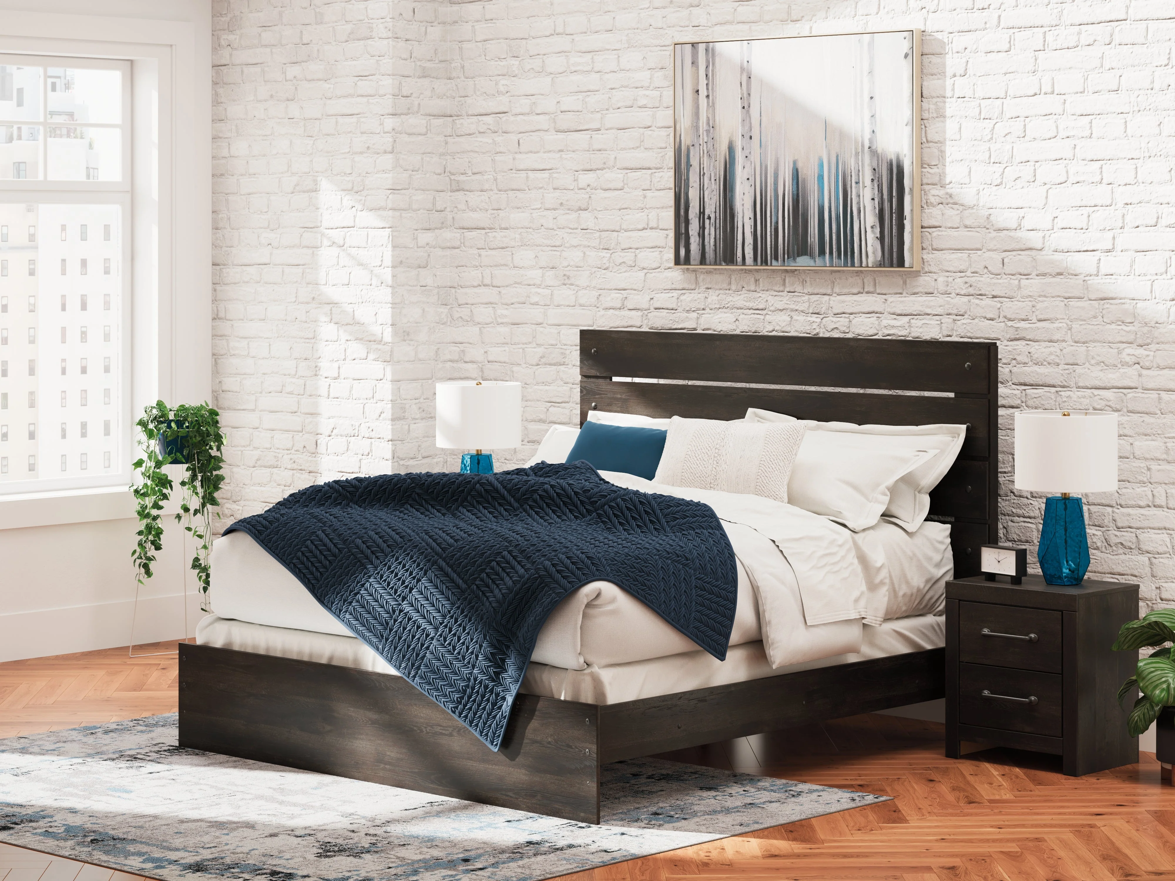 Hollivern Dark Gray Panel Bedroom Set - Image 2
