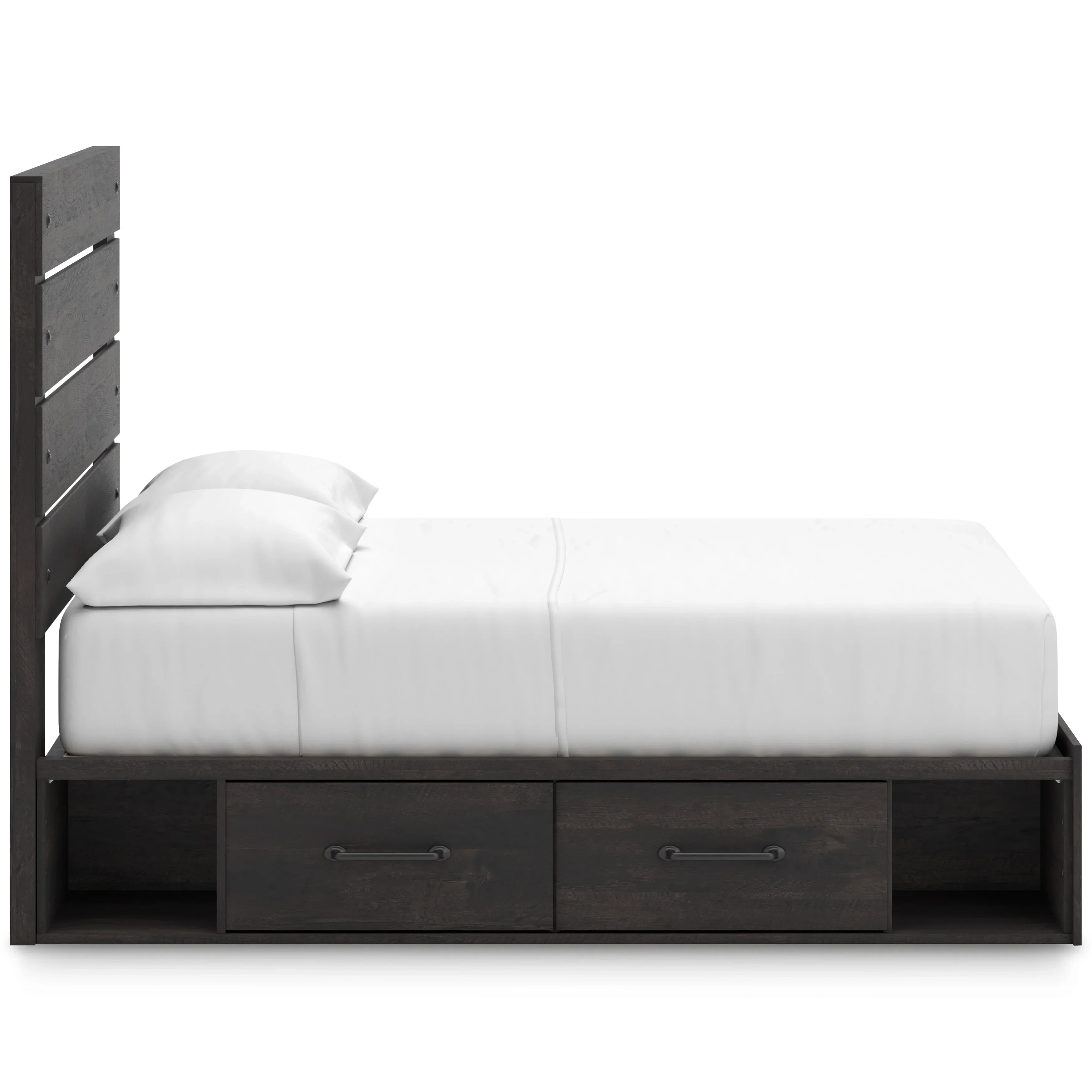 Hollivern Dark Gray Queen Panel Bed with Two Storage - Image 3