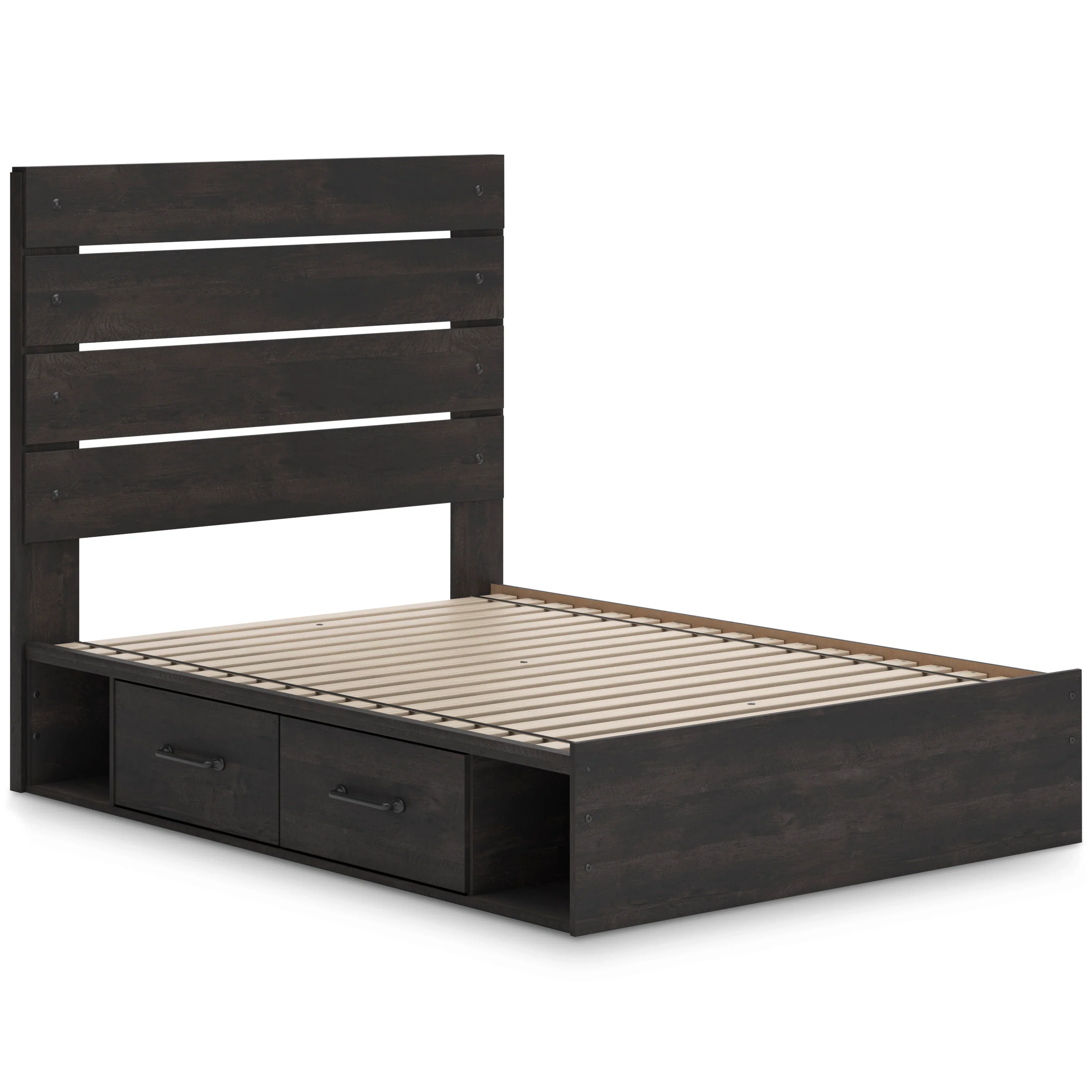 Hollivern Dark Gray Queen Panel Bed with Two Storage - Image 7