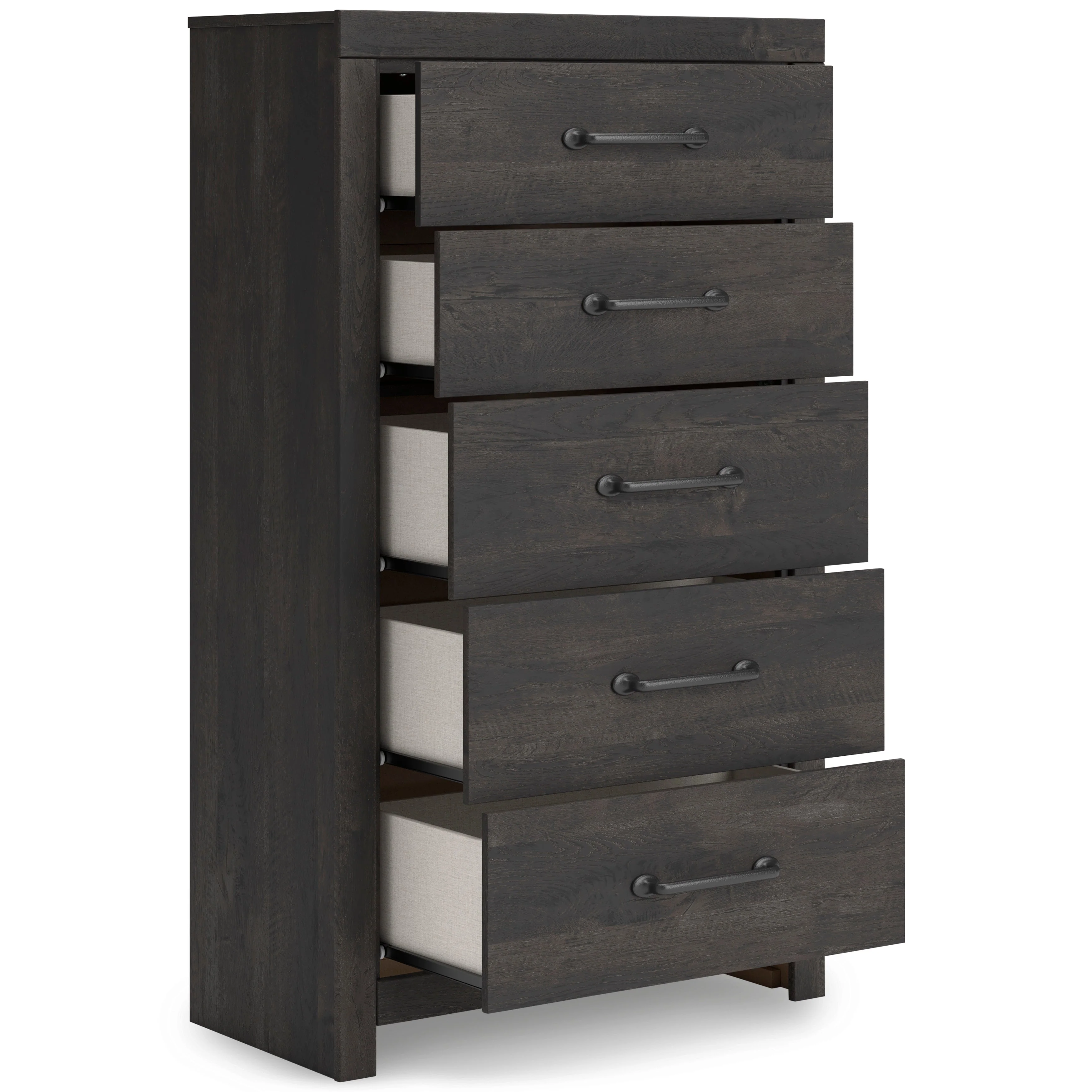 Hollivern Dark Gray Storage Panel Bedroom Set with 2 One-Side Drawers - Image 24