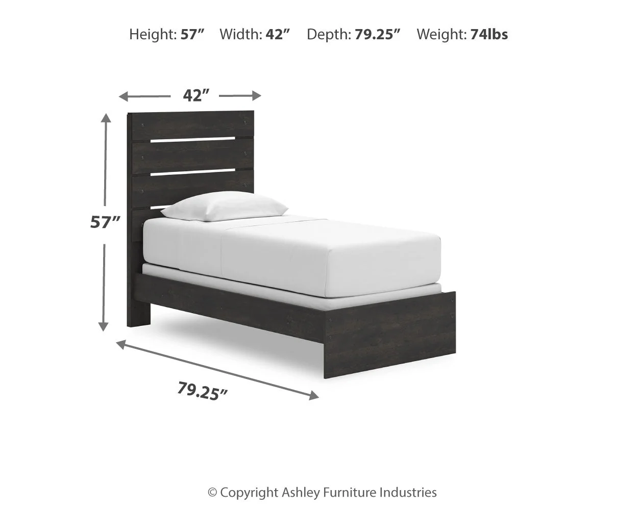 Hollivern Dark Gray Twin Panel Bed - Image 4
