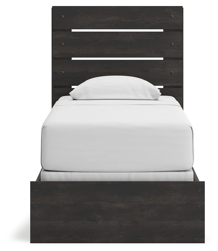 Hollivern Dark Gray Twin Panel Bed, Dresser and Mirror - Image 8