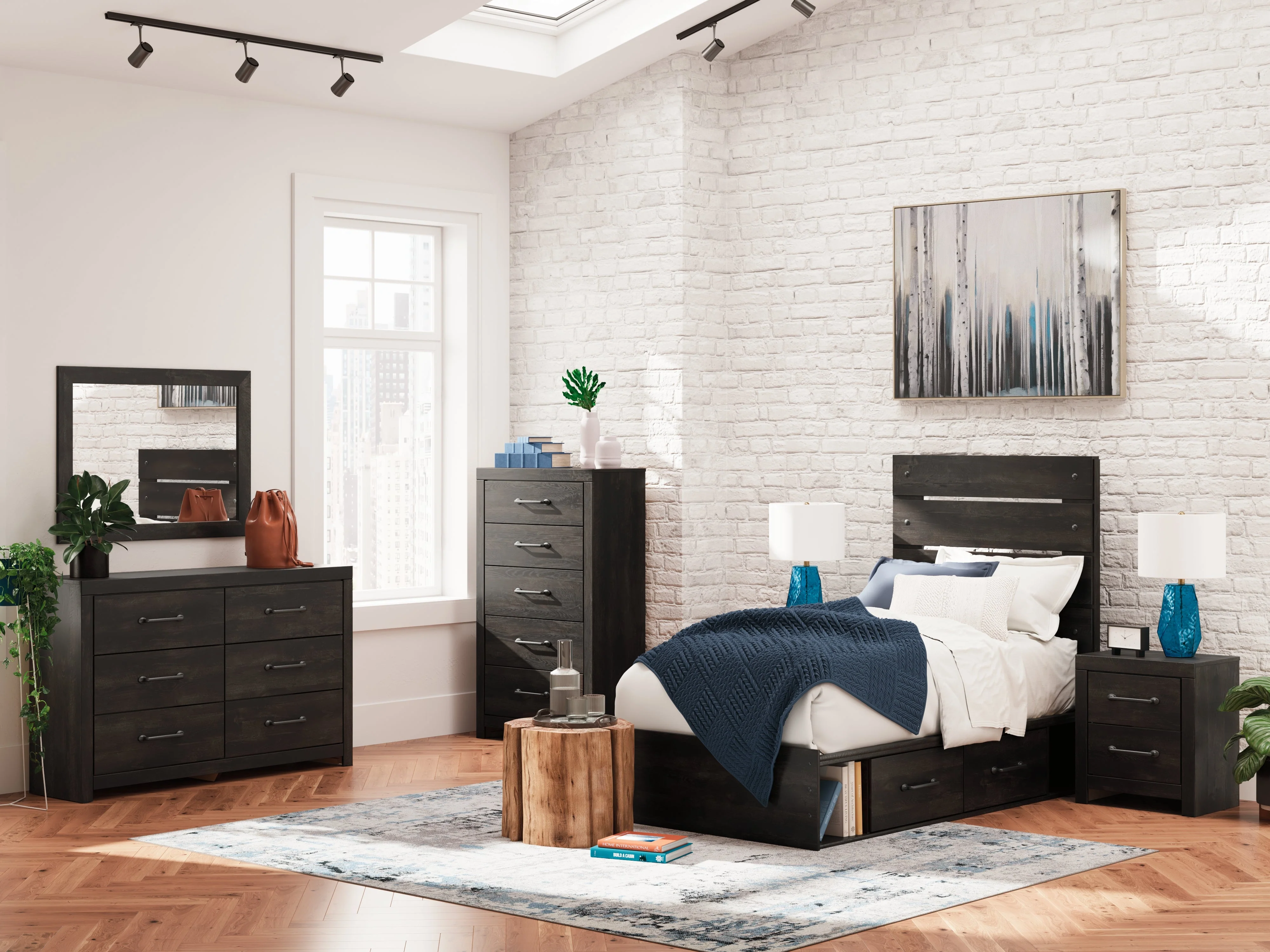 Hollivern Dark Gray Twin Panel Bed with Storage - Image 11
