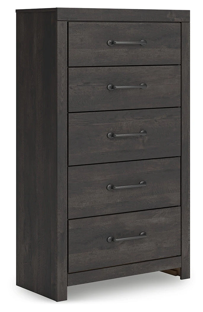Hollivern Full Panel Bed with Storage with Mirrored Dresser and Chest in Dark Gray - Image 10